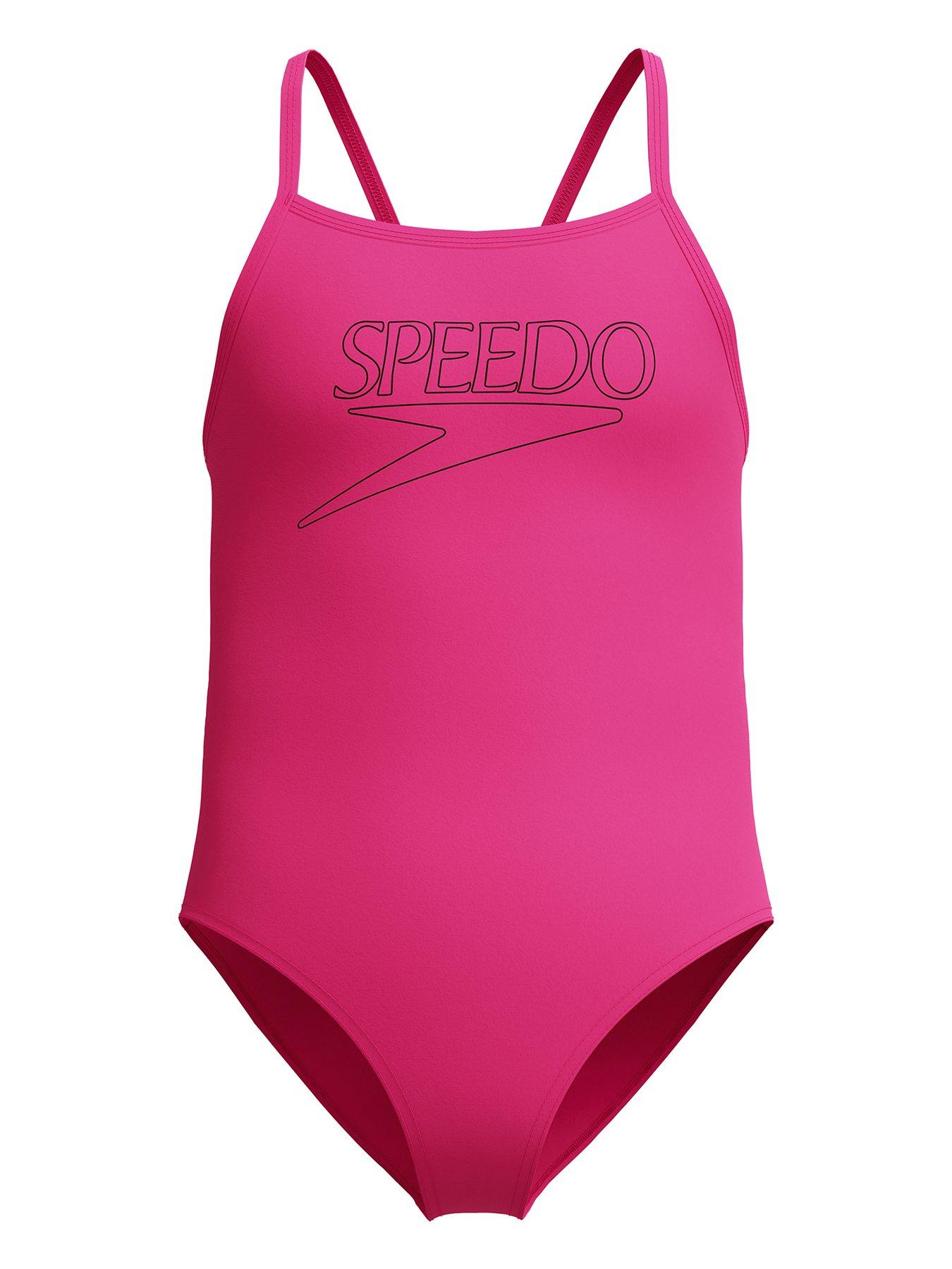 Image 1 of 5 of Speedo Girls Endurance+ Logo Thinstrap One Piece - Pink