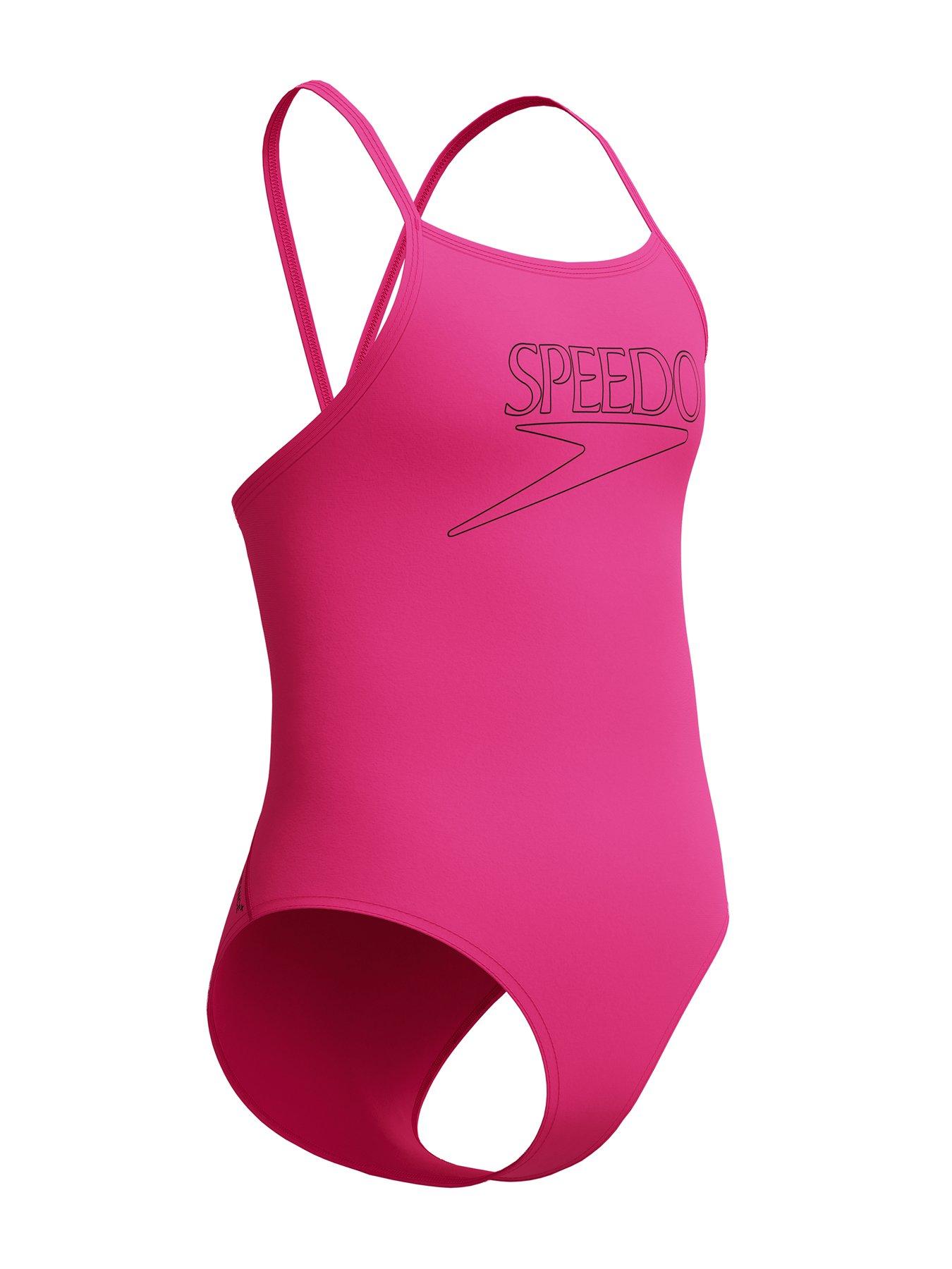 Image 3 of 5 of Speedo Girls Endurance+ Logo Thinstrap One Piece - Pink