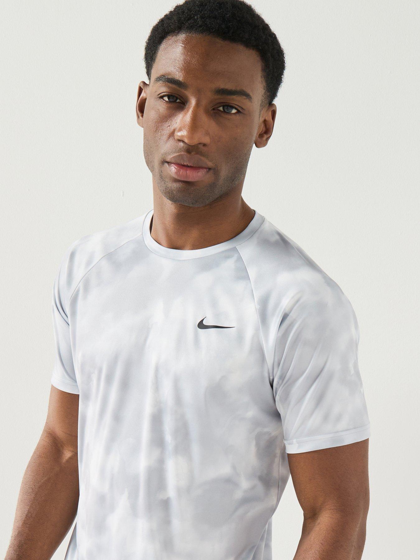 Image 4 of 5 of Nike Mens Short Sleeve Hydroguard T Shirt - Grey - White
