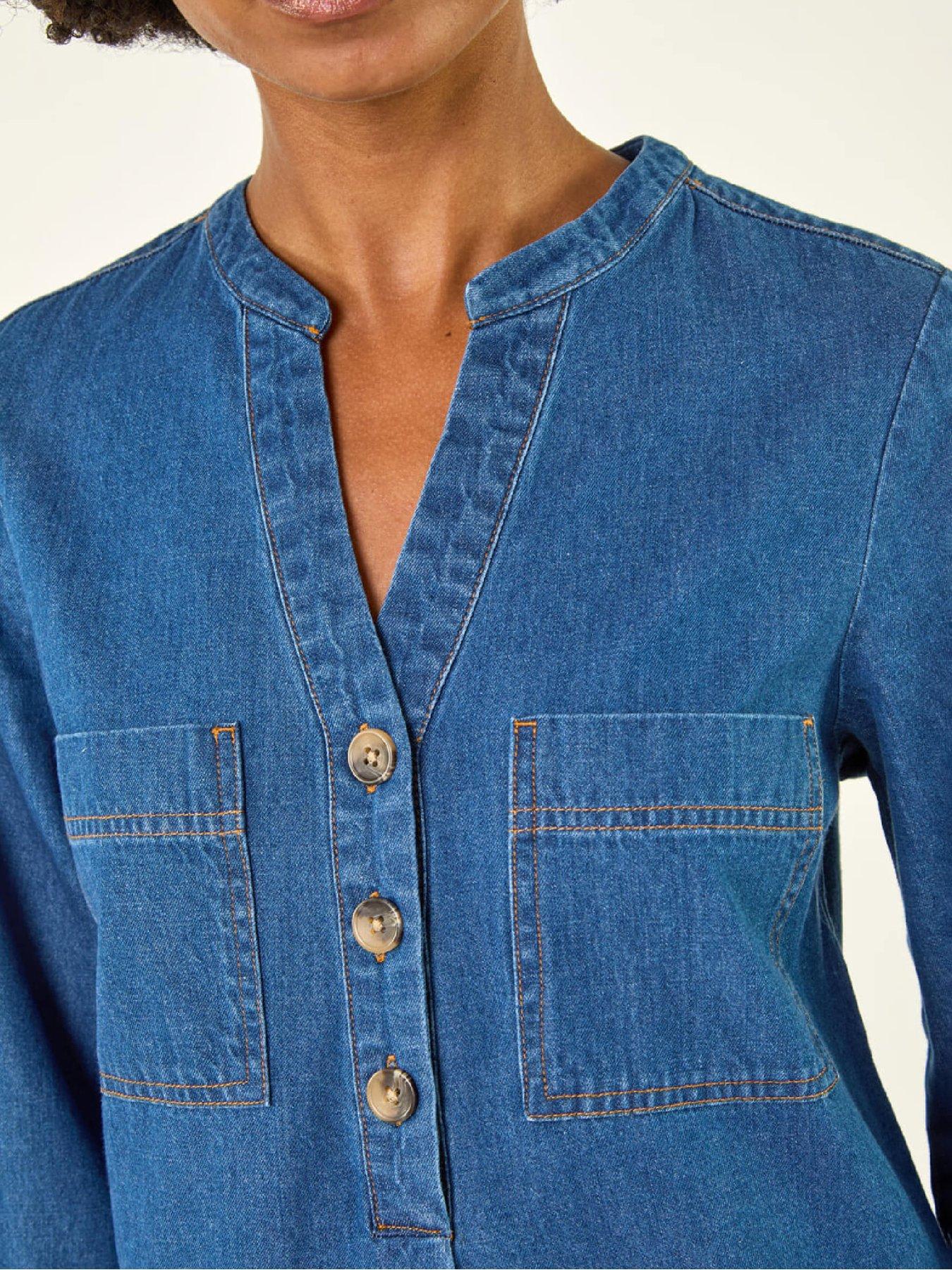 Roman Cotton Denim Button Shift Dress - Denim | Very