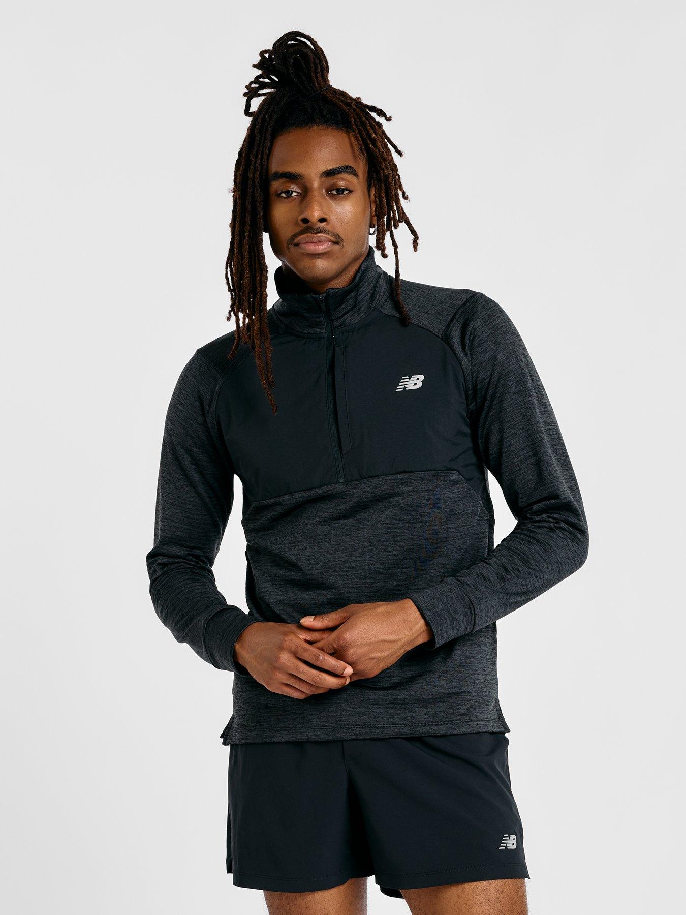 New Balance Mens Running Athletics Heat Grid 1/2 Zip Top, Black, Size M, Men