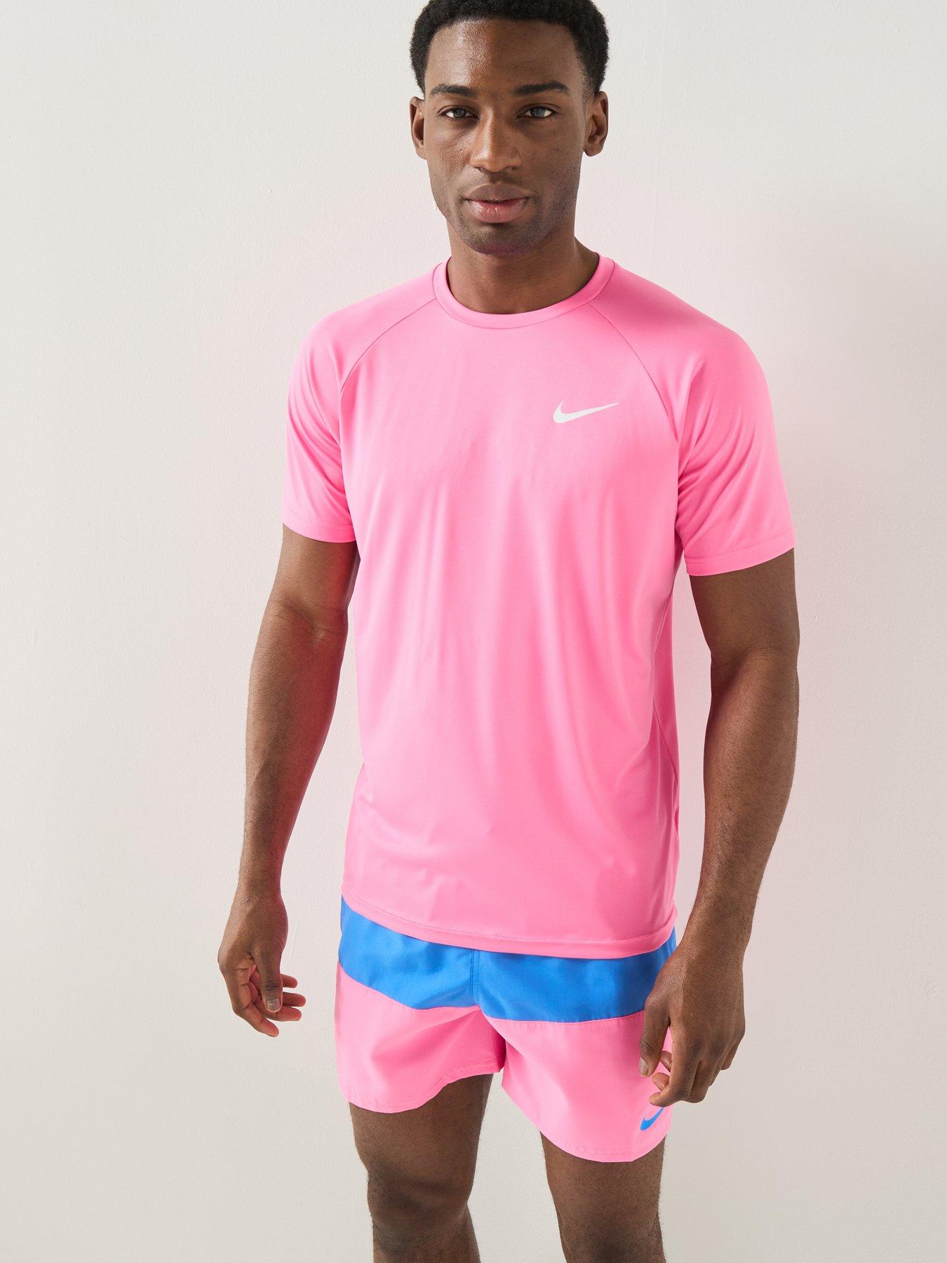 Image 1 of 5 of Nike Mens Short Sleeve Hydroguard T Shirt - Pink
