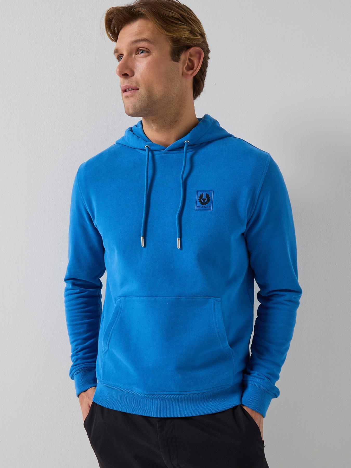 Belstaff Belstaff Left Chest Patch Logo Regular Fit Overhead Hoodie - Blue