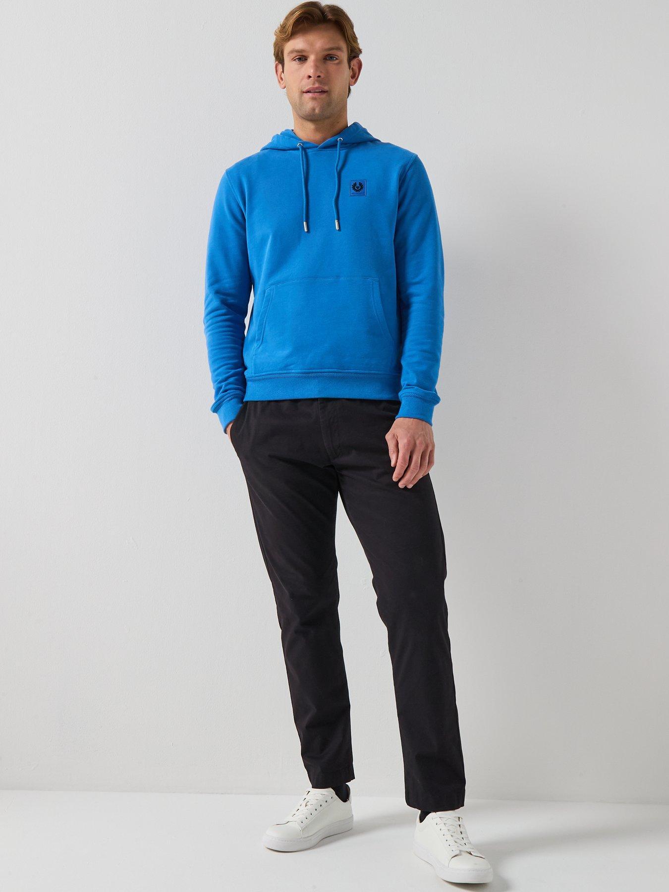Image 3 of 6 of Belstaff Left Chest Patch Logo Regular Fit Overhead Hoodie - Blue