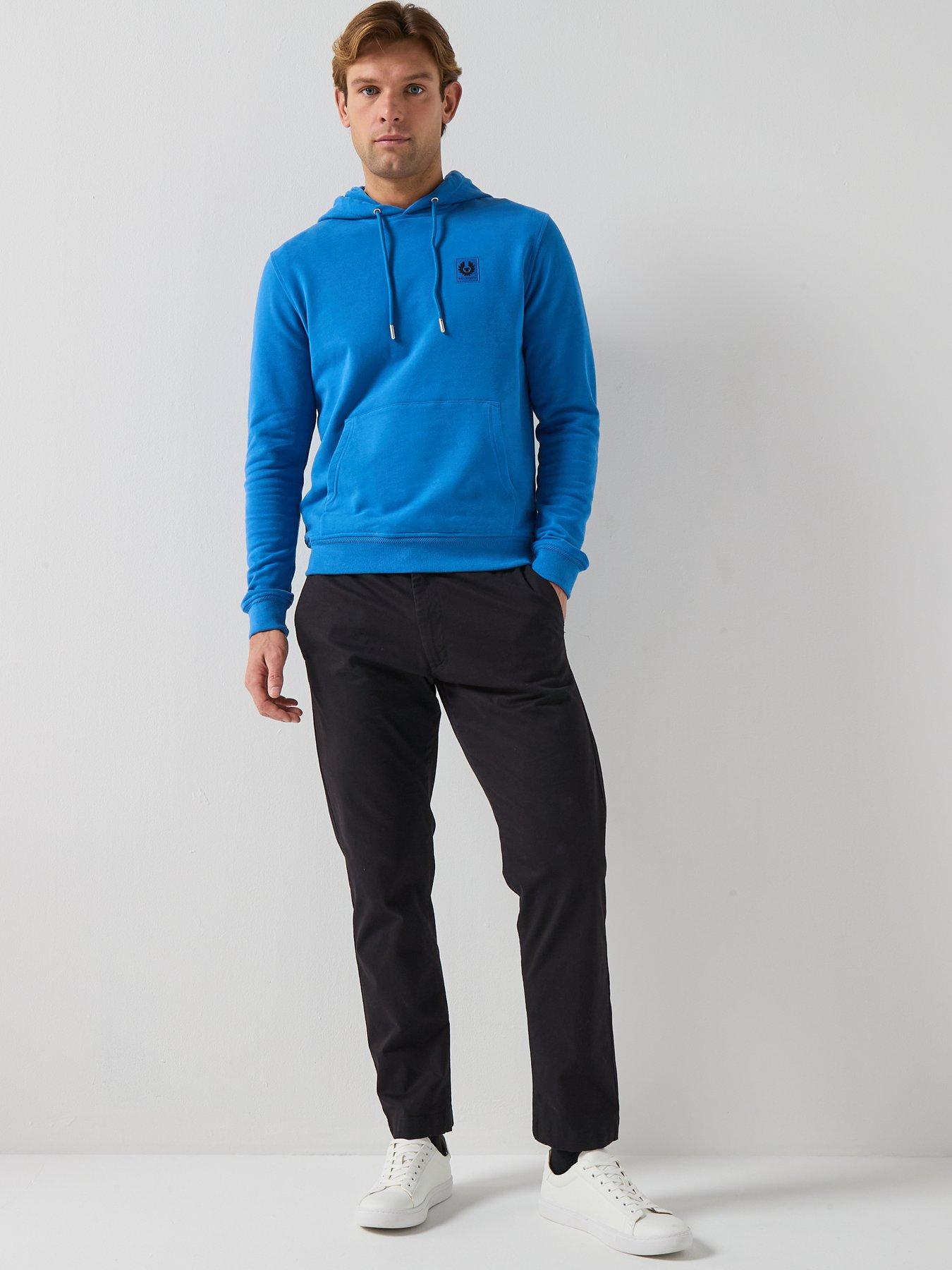 Image 5 of 6 of Belstaff Left Chest Patch Logo Regular Fit Overhead Hoodie - Blue