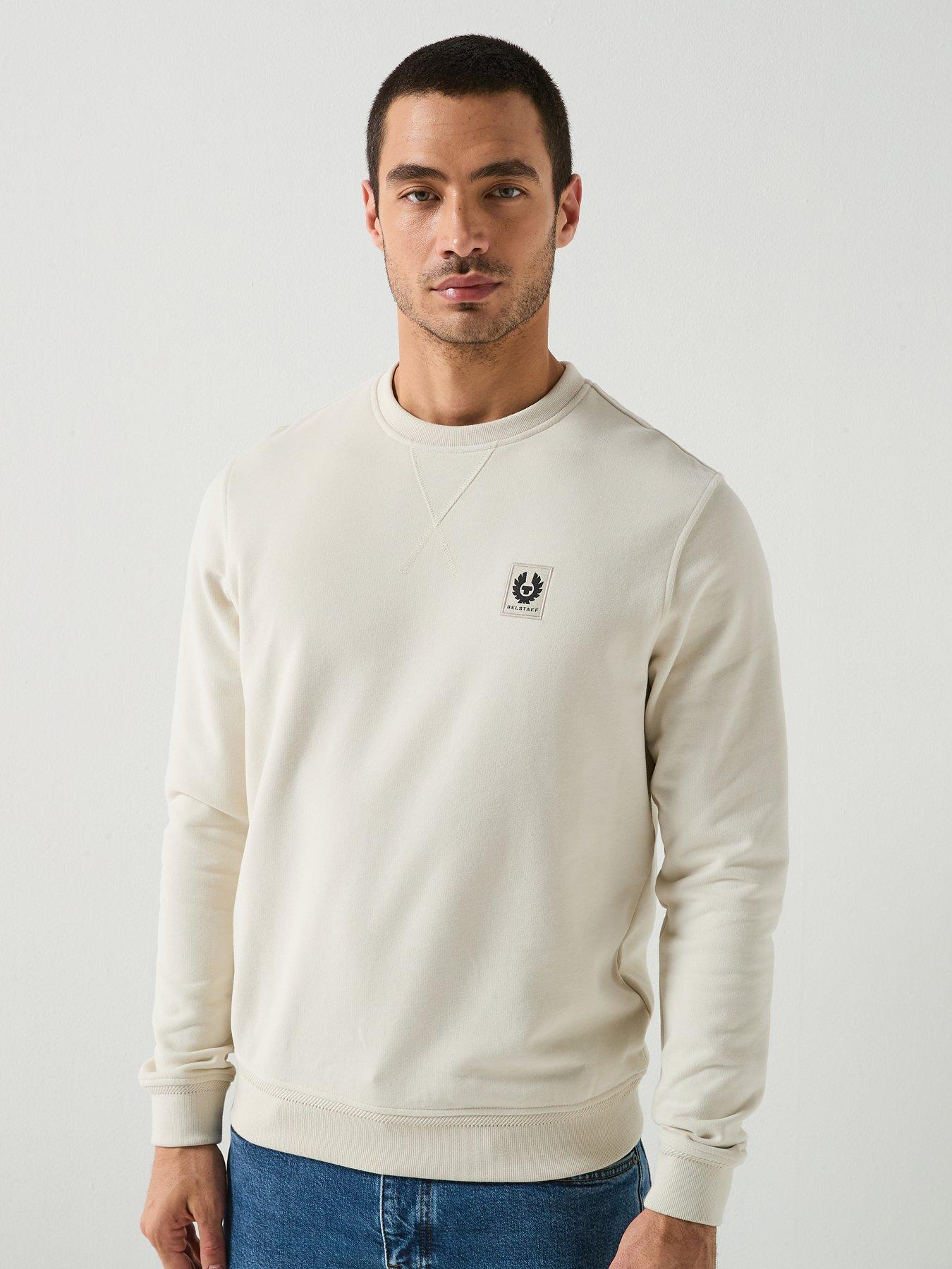 Image 1 of 4 of Belstaff Left Chest Patch Logo Regular Fit Crew Sweat - Natural