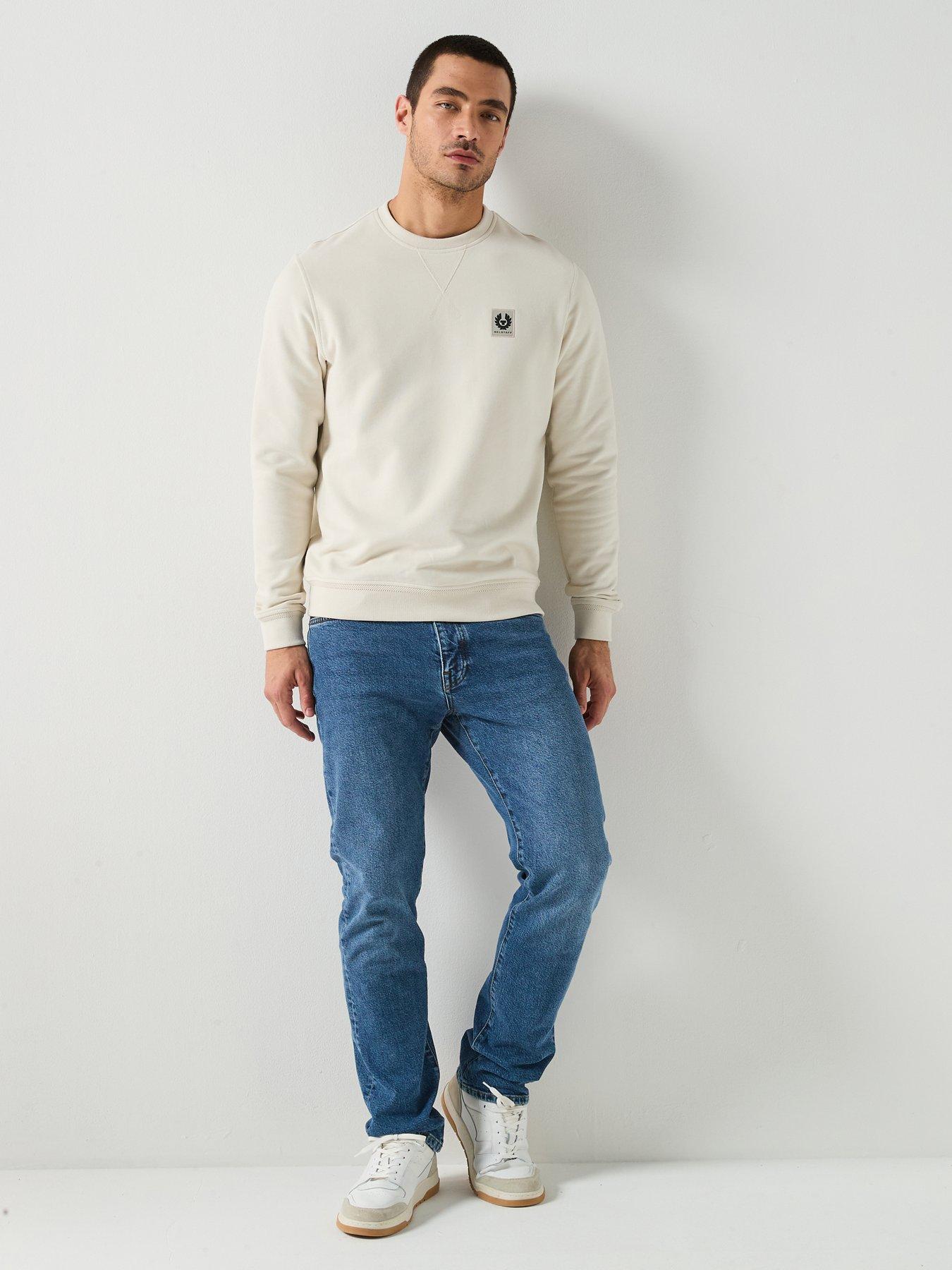 Image 3 of 4 of Belstaff Left Chest Patch Logo Regular Fit Crew Sweat - Natural