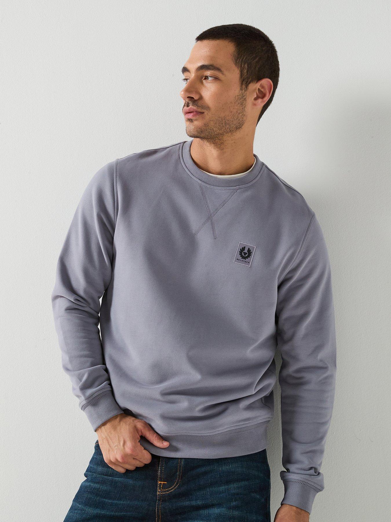 Belstaff Left Chest Patch Logo Regular Fit Crew Sweat - Grey