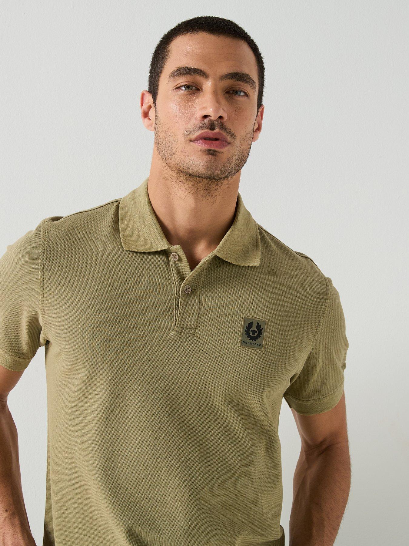 Image 4 of 5 of Belstaff Left Chest Patch Logo Polo Shirt - Light Khaki