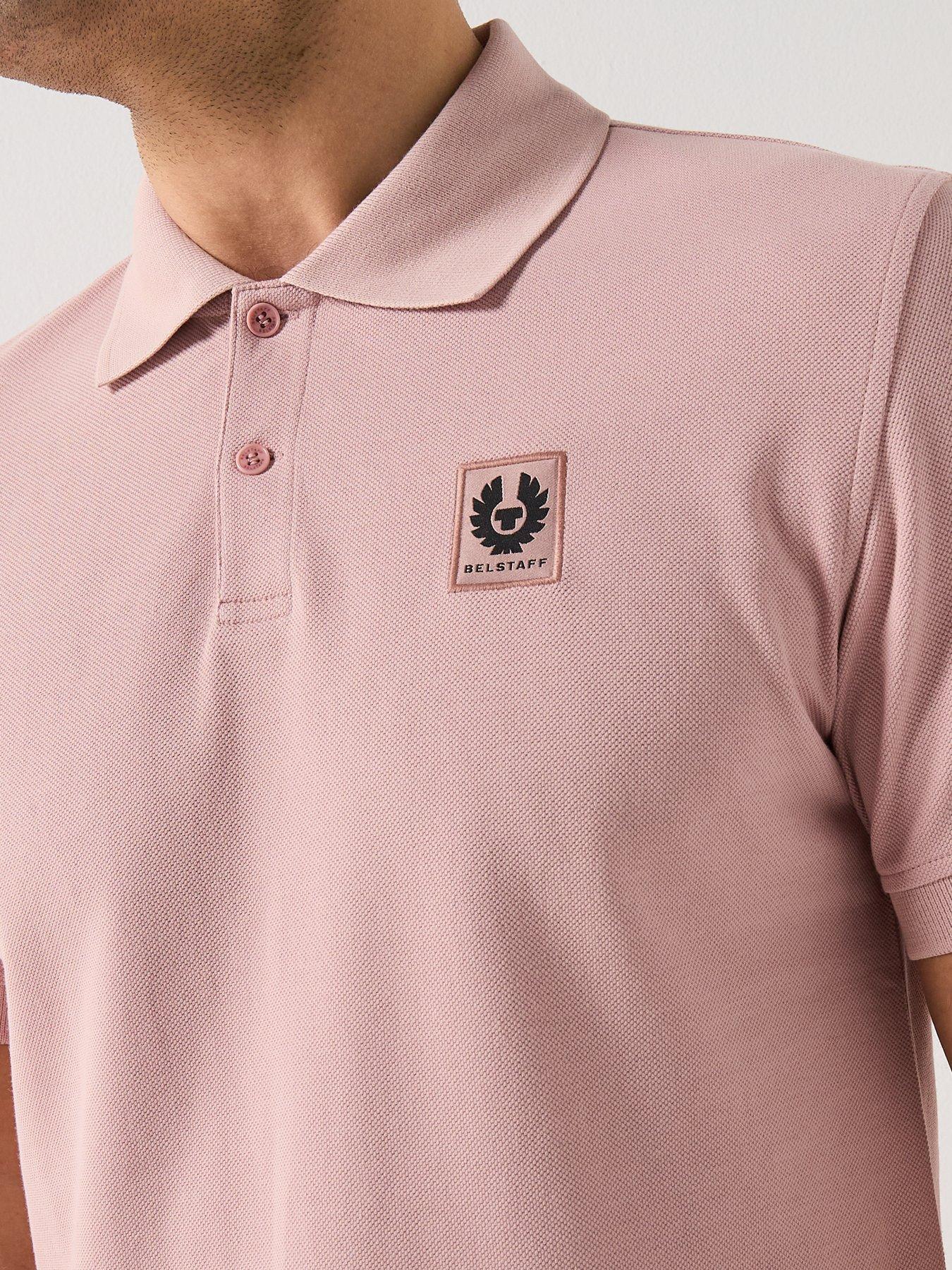 Image 4 of 4 of Belstaff Left Chest Patch Logo Regular Fit Polo Shirt - Pink