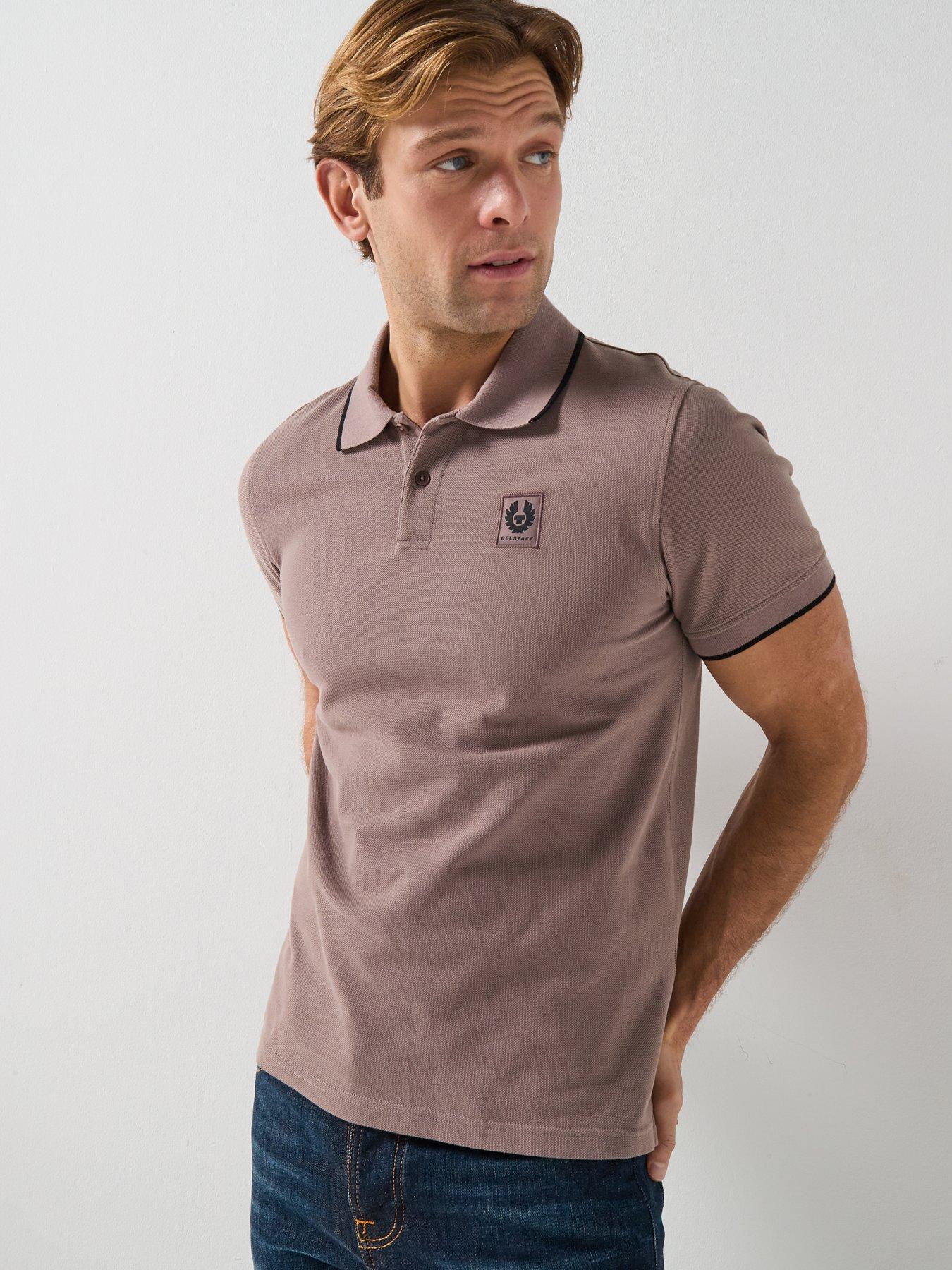 Belstaff: Patch Logo Tipped Polo Shirt - Brown