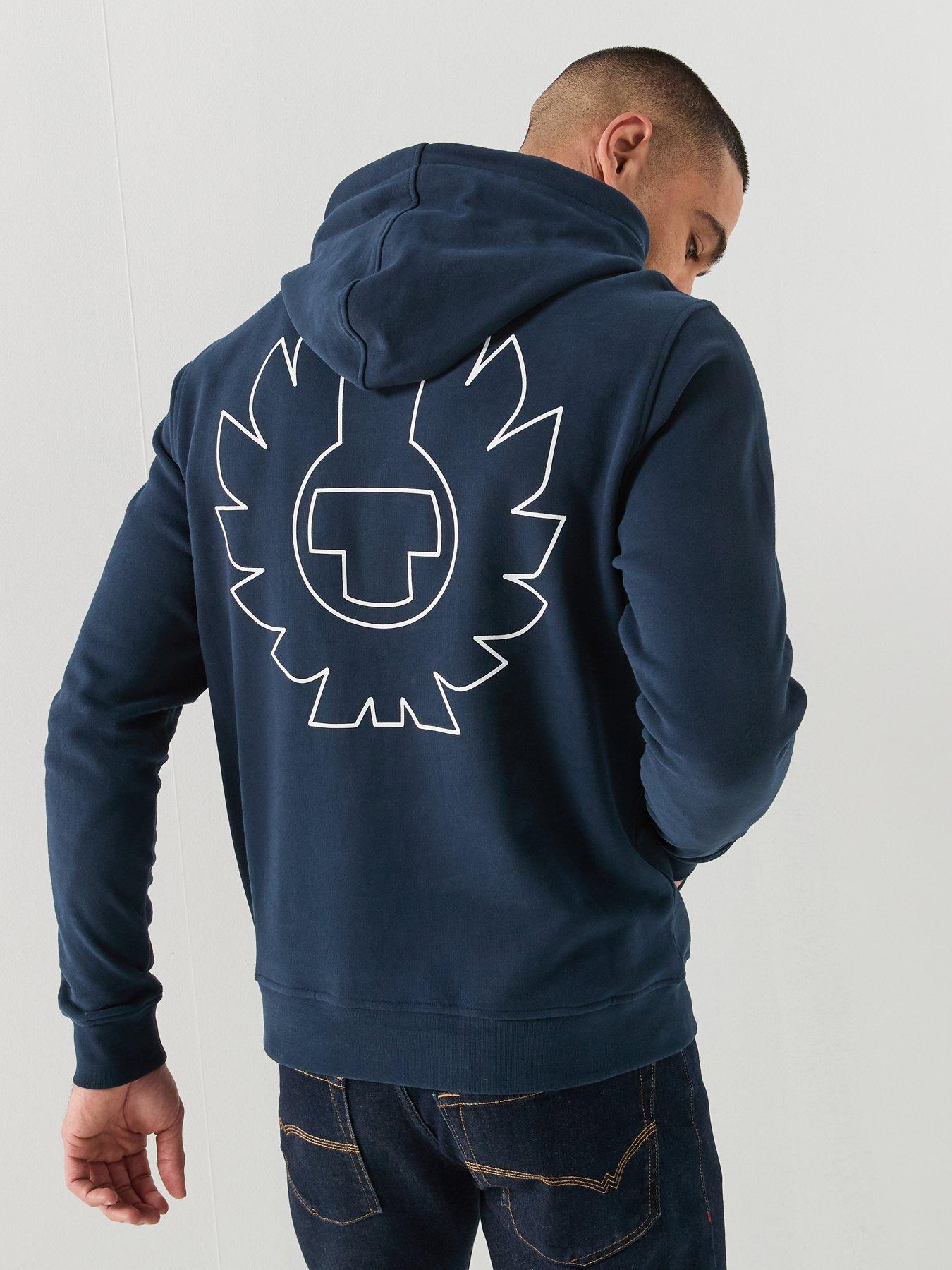 Belstaff Border Large Back Logo Hoodie - Navy