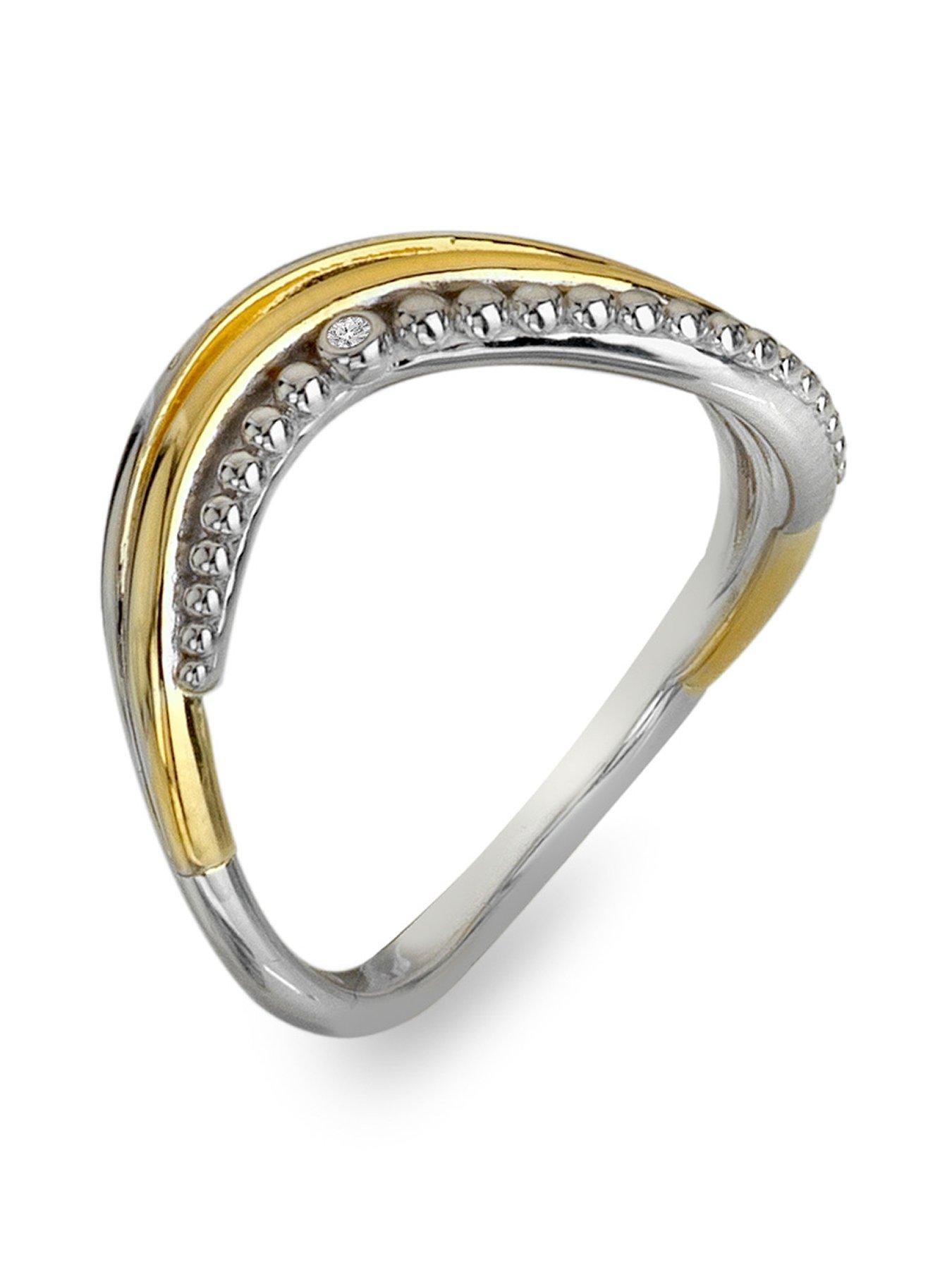 Hot Diamonds Teardrop Two Tone Ring