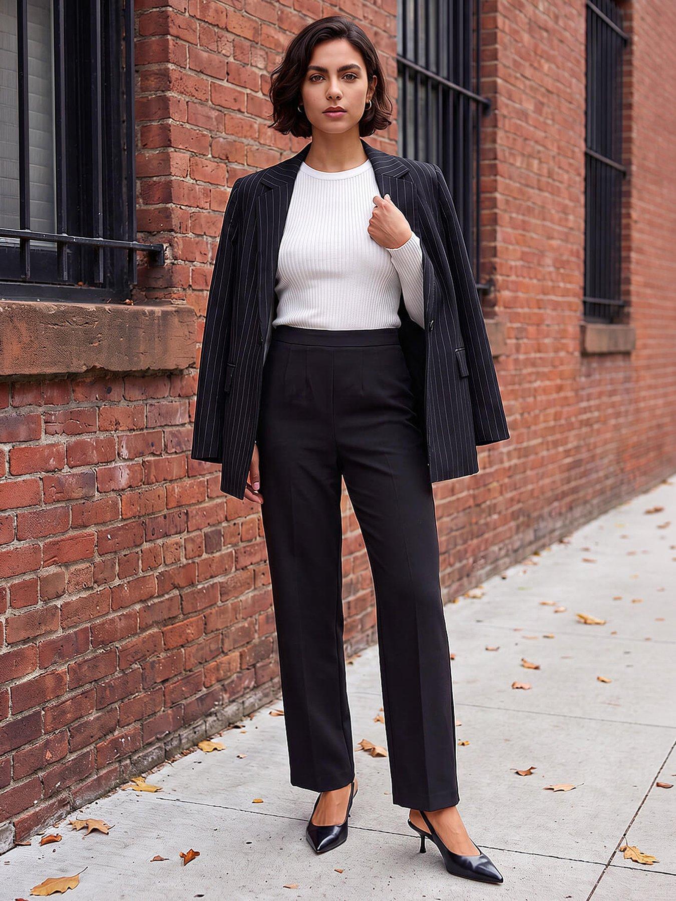 Roman Straight Leg Ponte Stretch Trouser - Black
