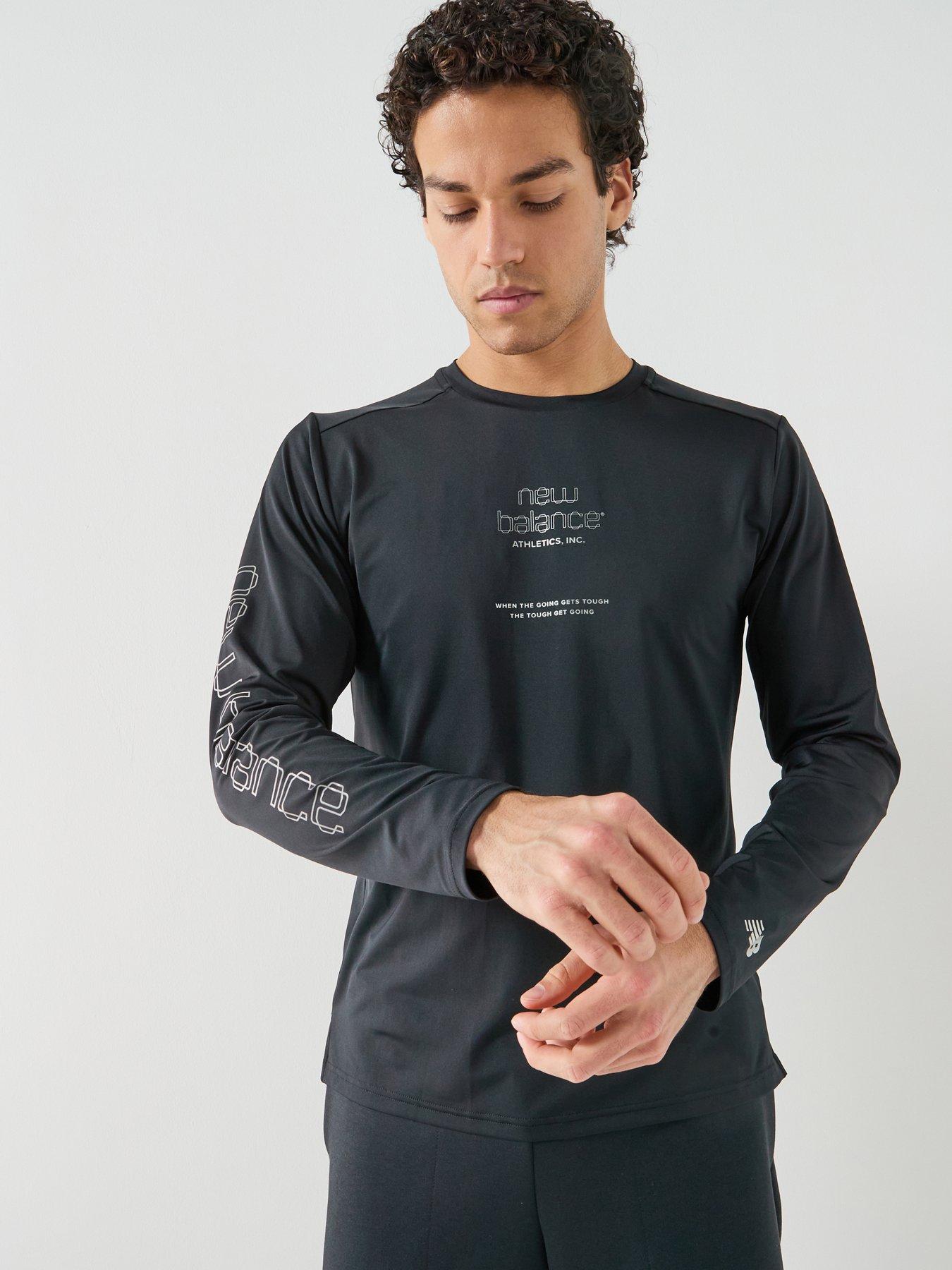 New Balance Mens Training Reflective Poly Long Sleeve T-Shirt - Black