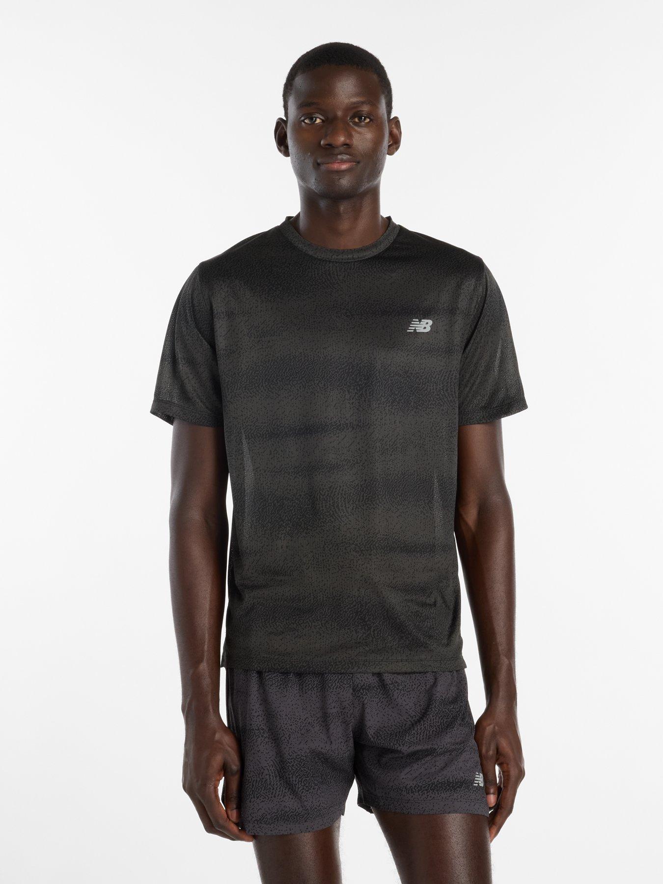 New Balance Mens Running Athletics Printed T-Shirt - Black