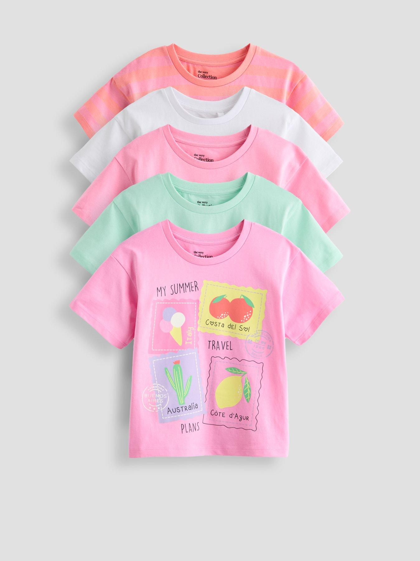 The Very Collection Girls 5 Pack T-Shirts - Multi