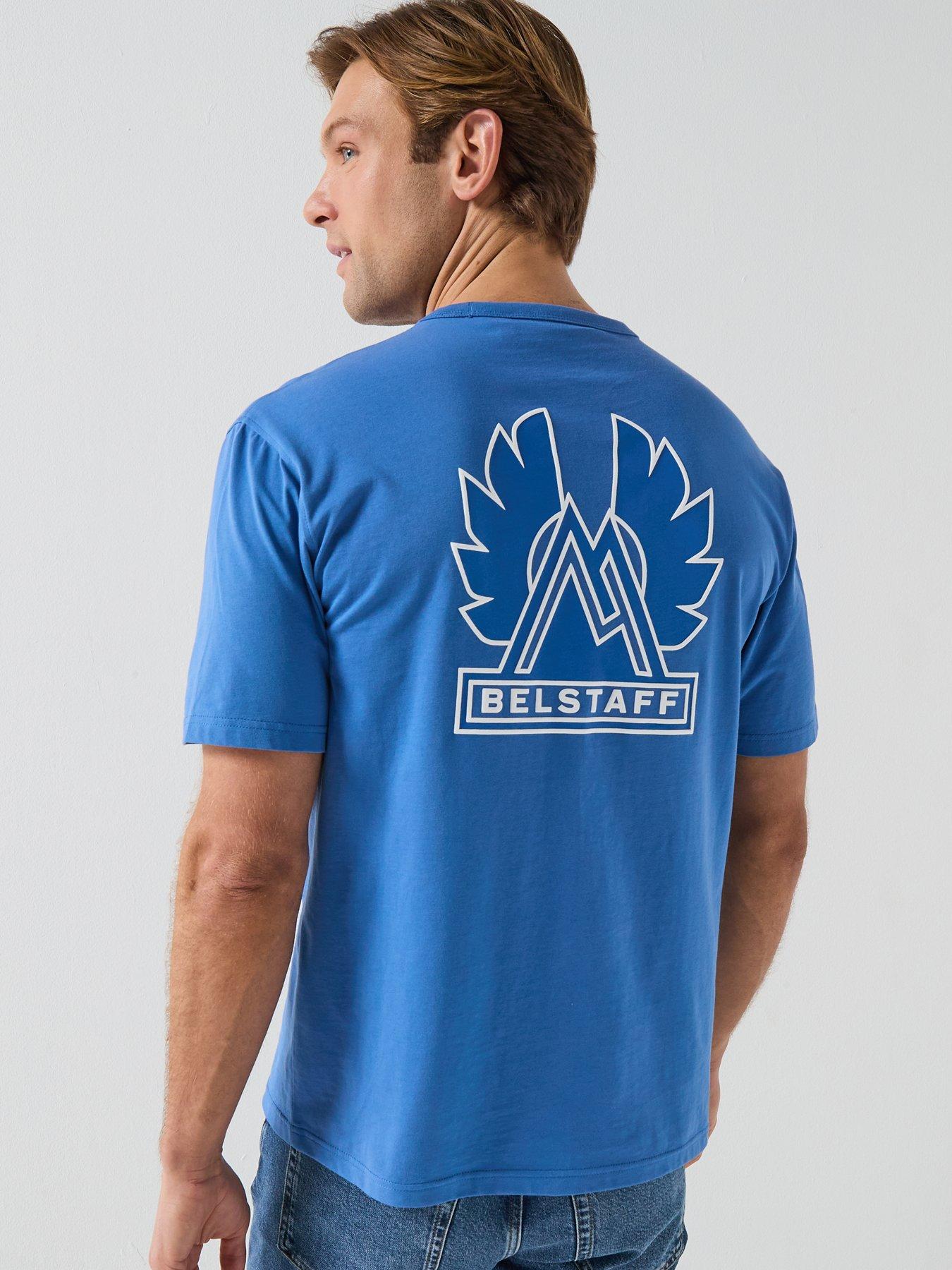Image 1 of 5 of Belstaff Expedition Mountain Logo Back Print T-Shirt - Dark Blue