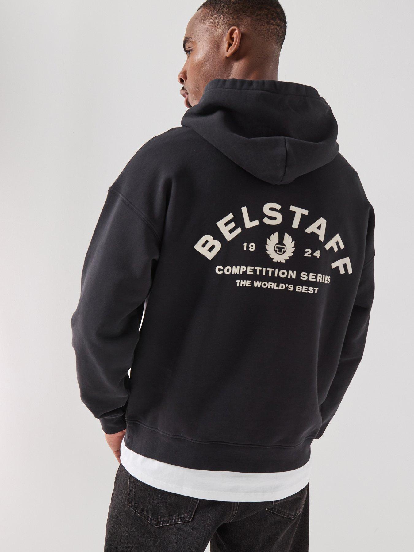Belstaff Competition Large Back Arch Logo Hoodie, Black, Size 2Xl, Men
