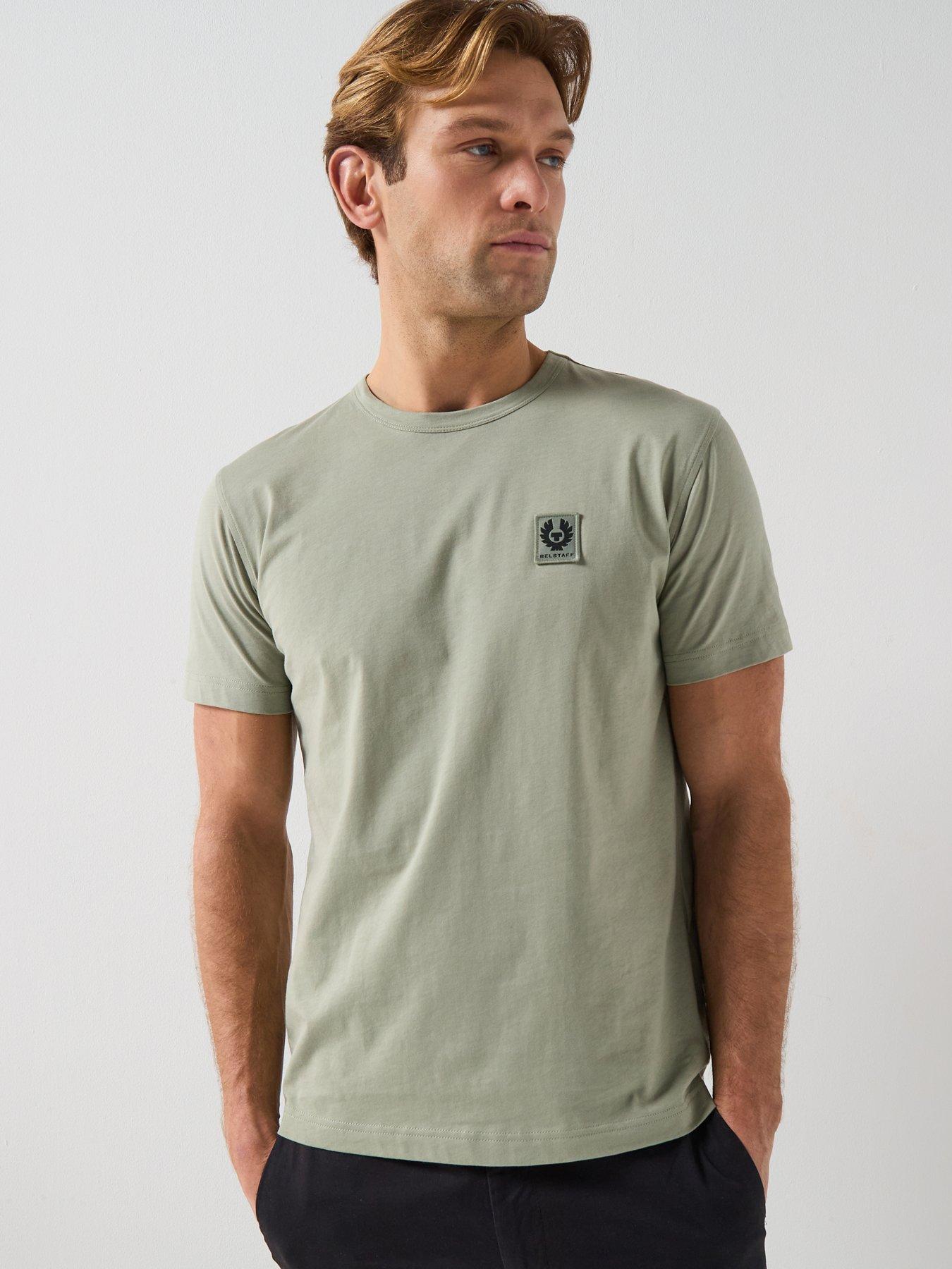 Belstaff Left Chest Patch Logo Regular Fit T-Shirt, Light Green, Size 3Xl, Men