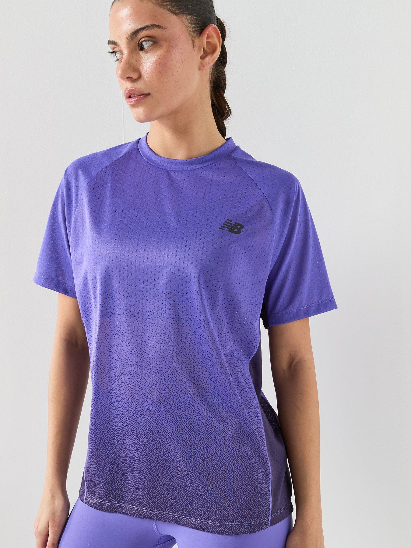 New Balance Womens Running Sports Essentials T-Shirt, Purple, Size S, Women