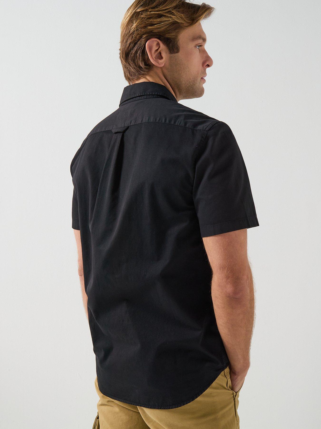 Image 2 of 4 of Belstaff Scale Garment Dye Short Sleeve Shirt - Black