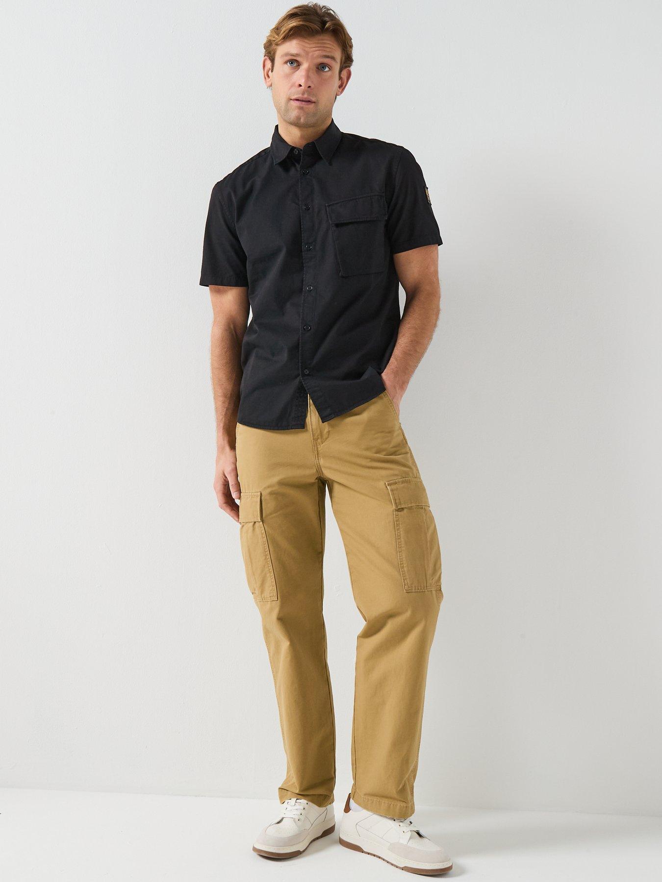 Image 3 of 4 of Belstaff Scale Garment Dye Short Sleeve Shirt - Black