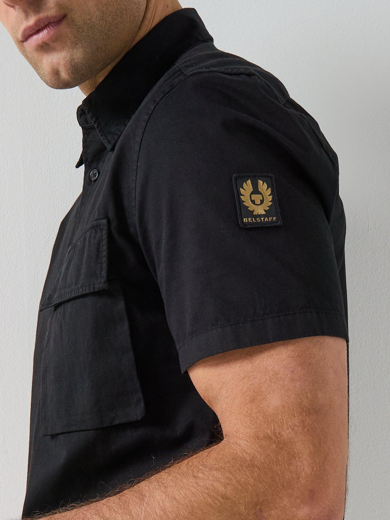 Image 4 of 4 of Belstaff Scale Garment Dye Short Sleeve Shirt - Black