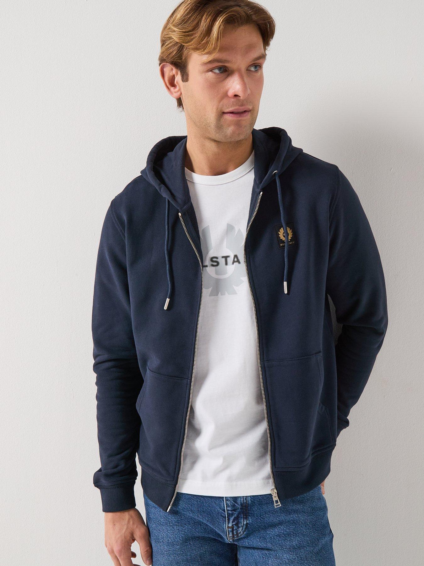 Belstaff Left Chest Patch Full Zip Hoodie - Navy