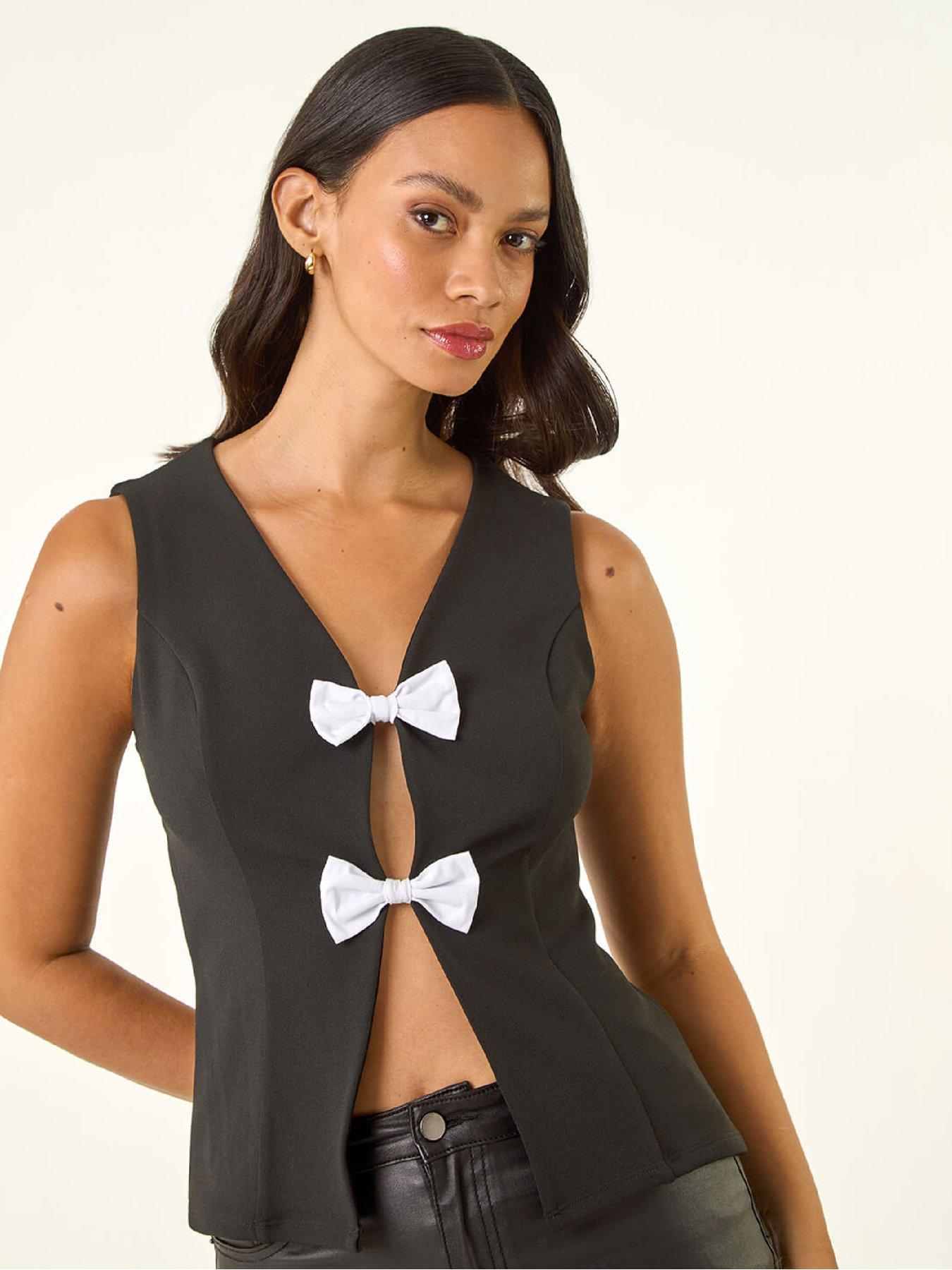 Image 4 of 5 of Roman Dusk Bow Detail Waistcoat - Black