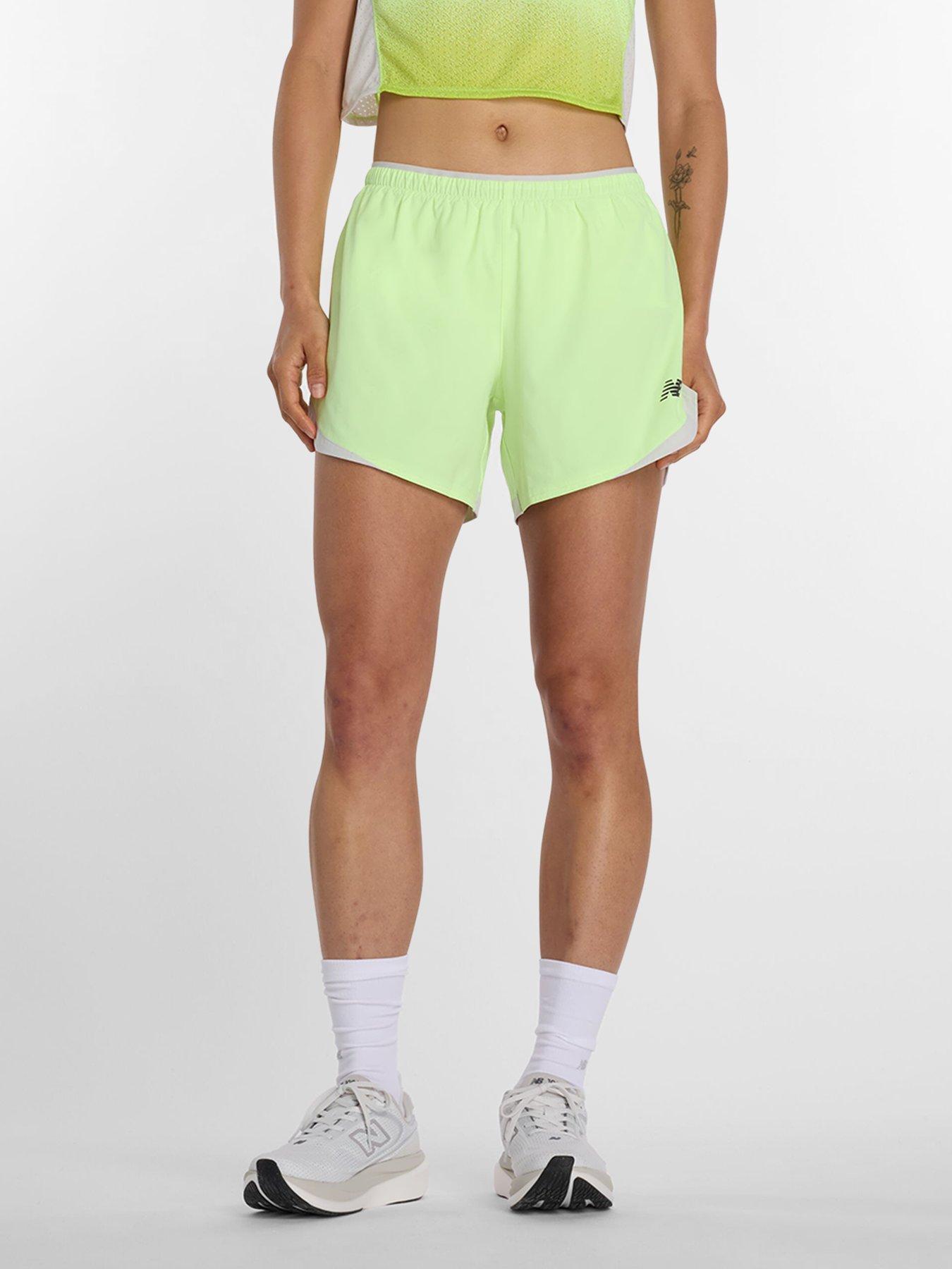 New Balance Womens Running Athletics 5 Inch Short, Yellow, Size M, Women