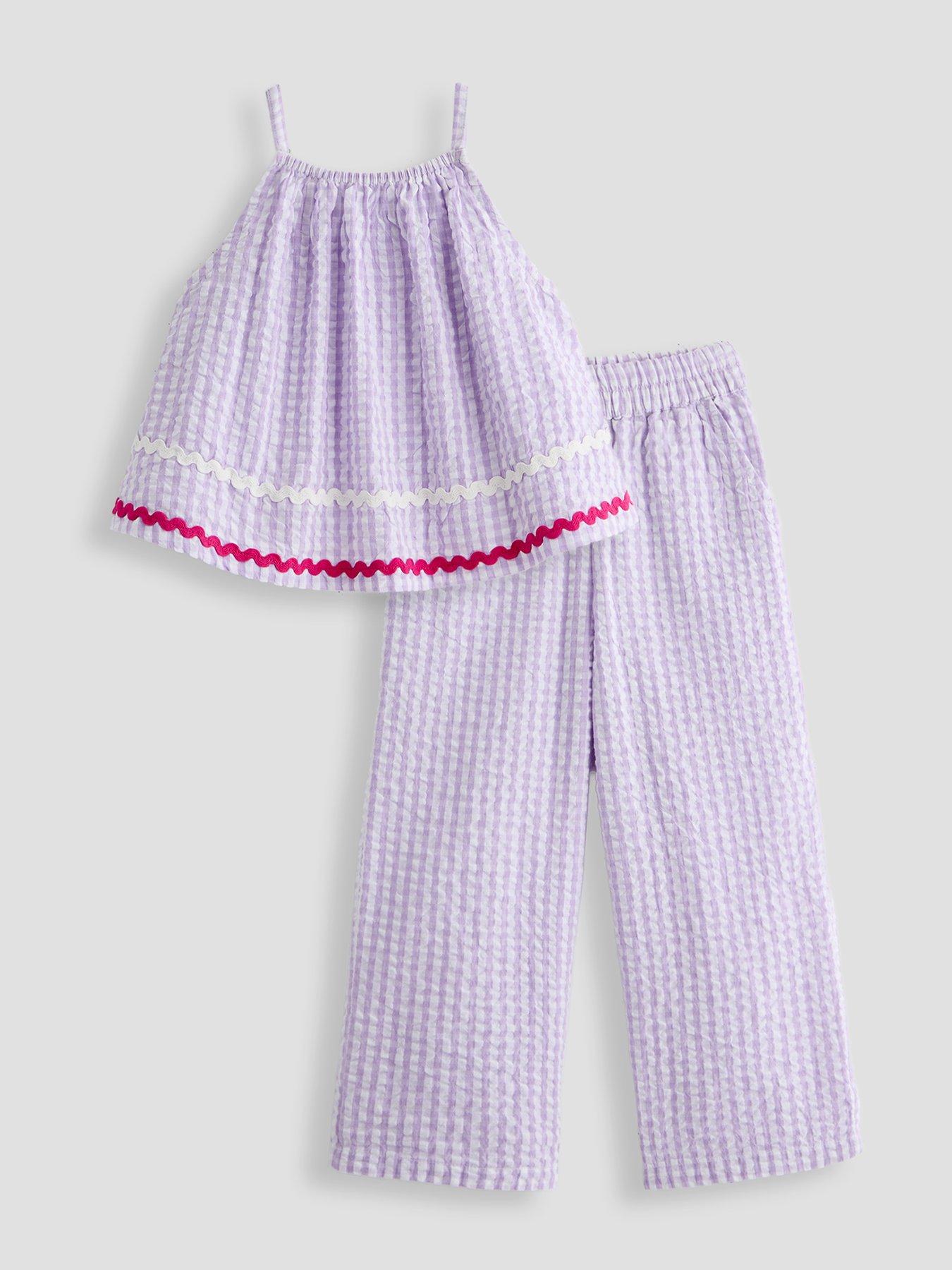 The Very Collection Girls Gingham Woven Halter Top And Frill Trousers