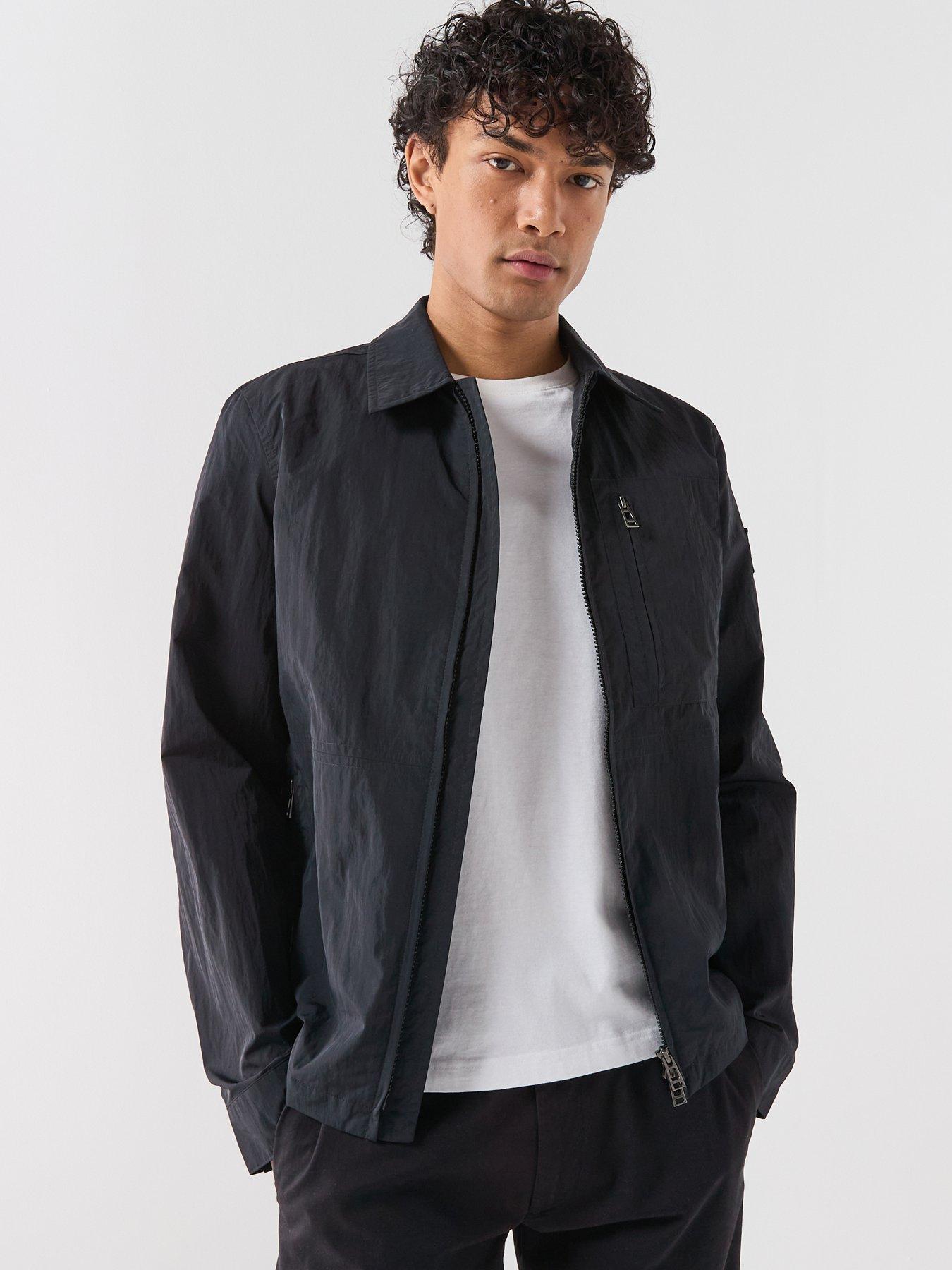 Belstaff Grid Nylon Overshirt, Black, Size M, Men