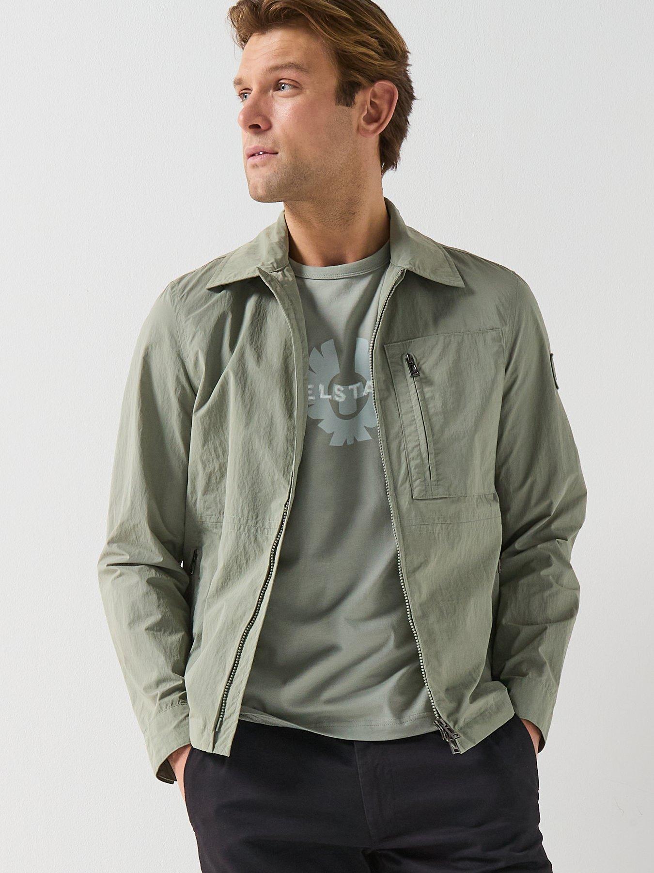 Belstaff Grid Nylon Overshirt, Light Green, Size 2Xl, Men