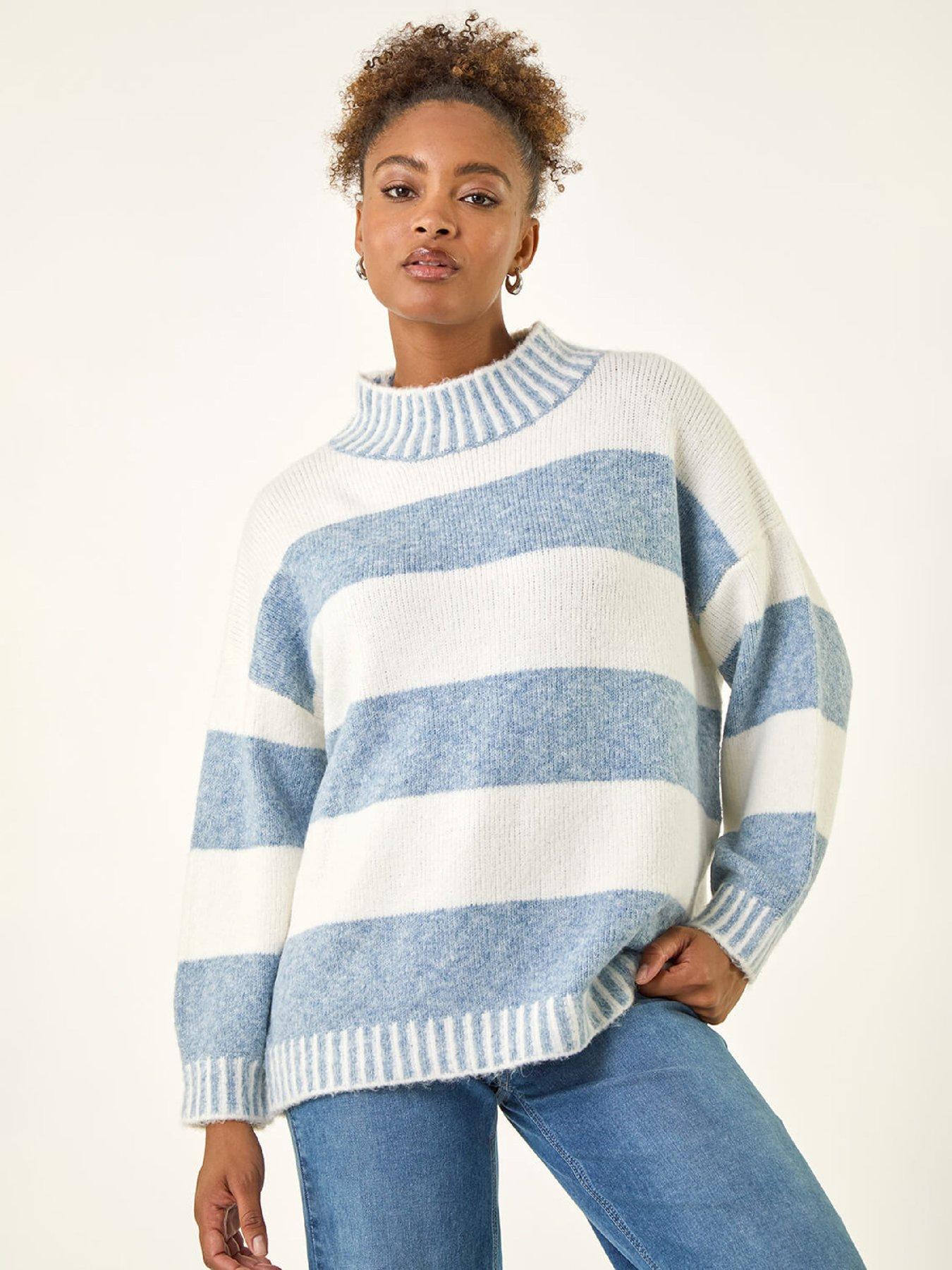 Roman Women's Ivory Stripe Knitted Jumper In | Size: Large - Image 4