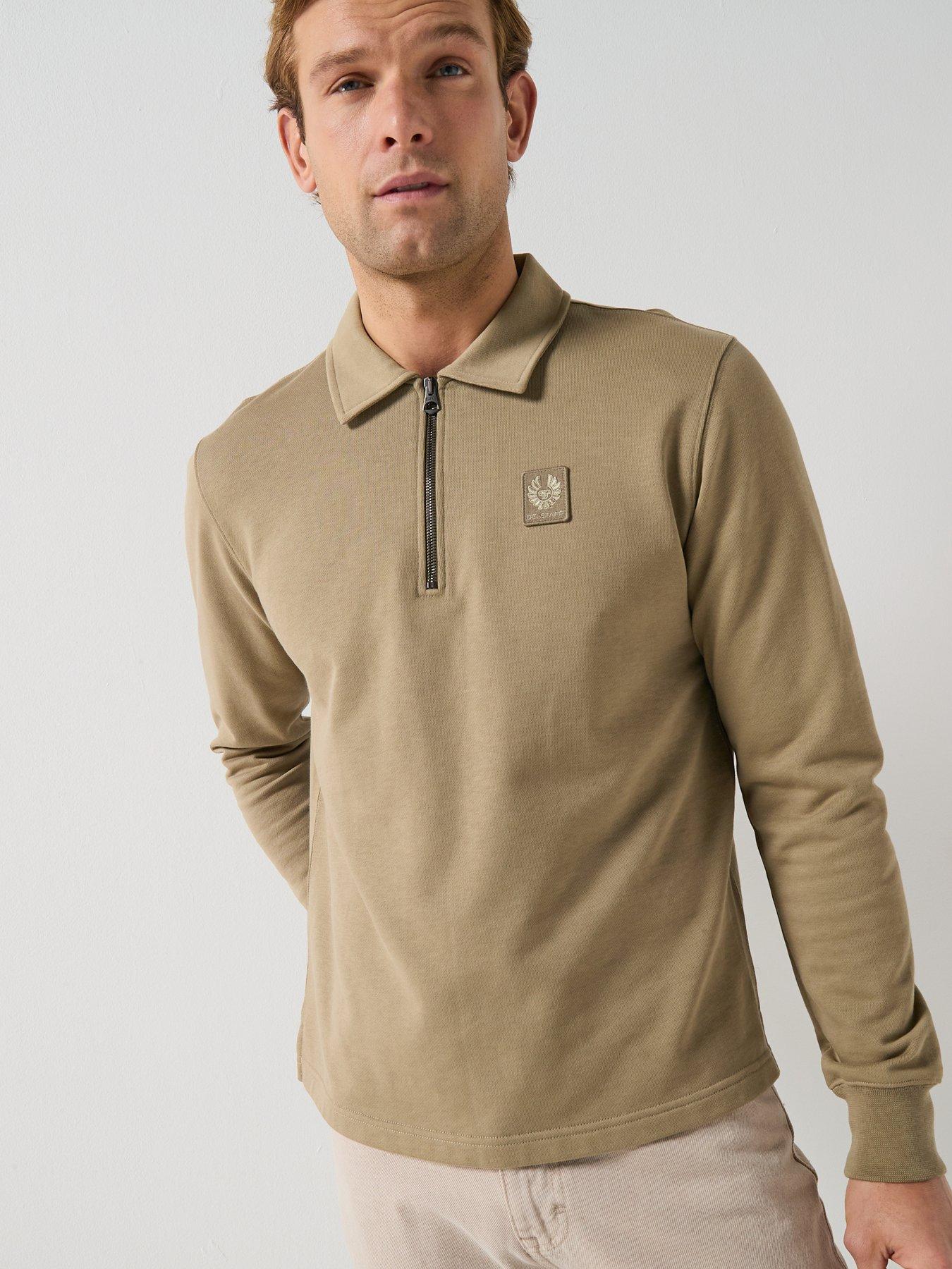 Belstaff Curator Collared 1/4 Zip Sweatshirt - Light Khaki