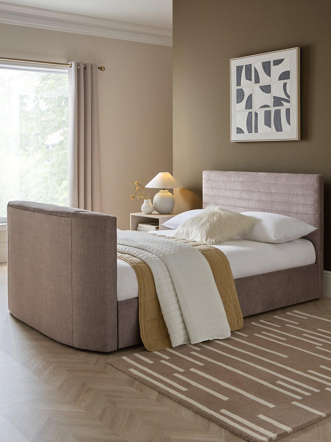 The Very Collection Corrigan Double TV Bed with Voice Control Mattress Options (Buy  &  SAVE!) - Taupe