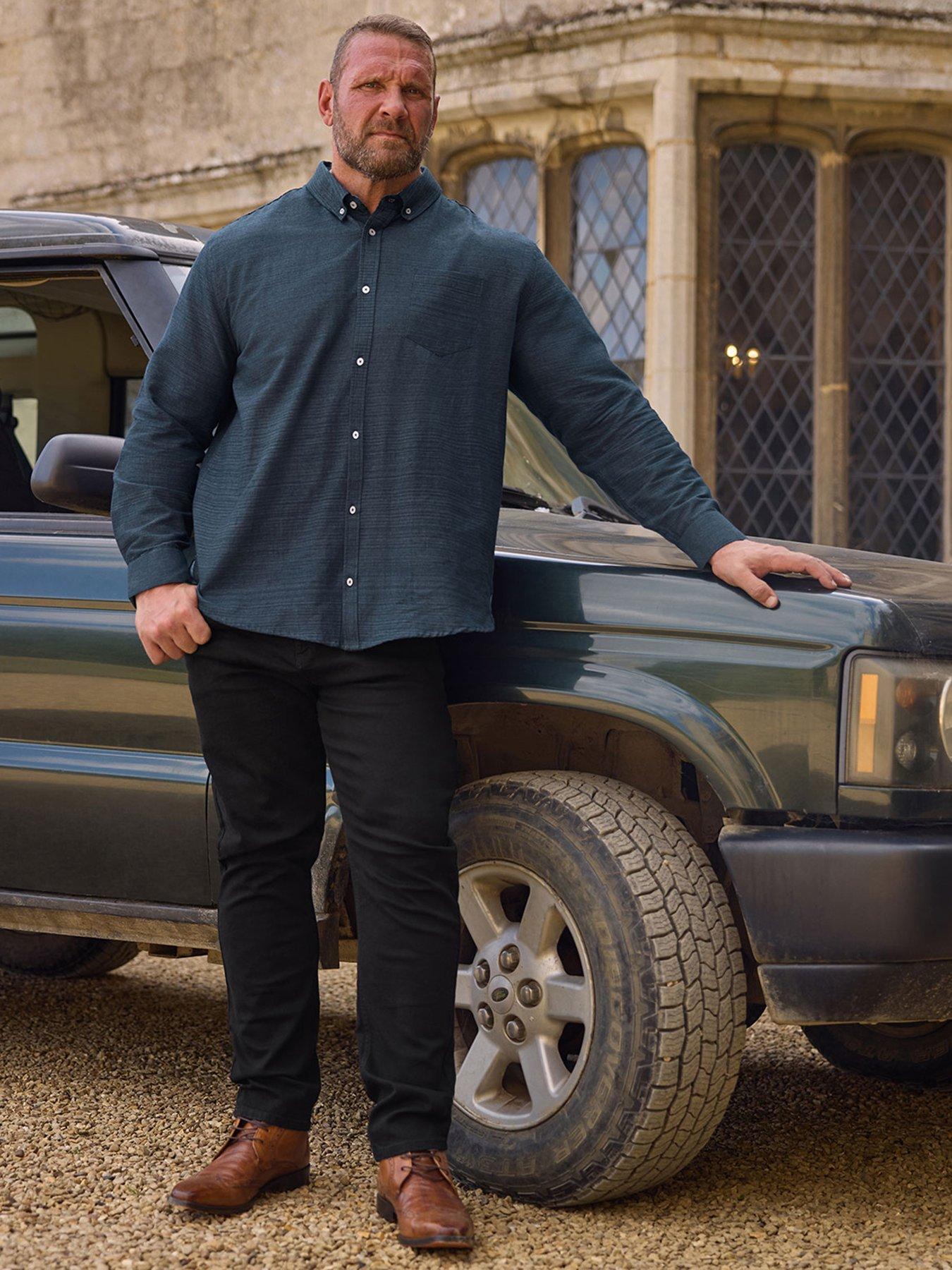 Image 1 of 6 of BadRhino Long Sleeve Slub Shirt - Blue