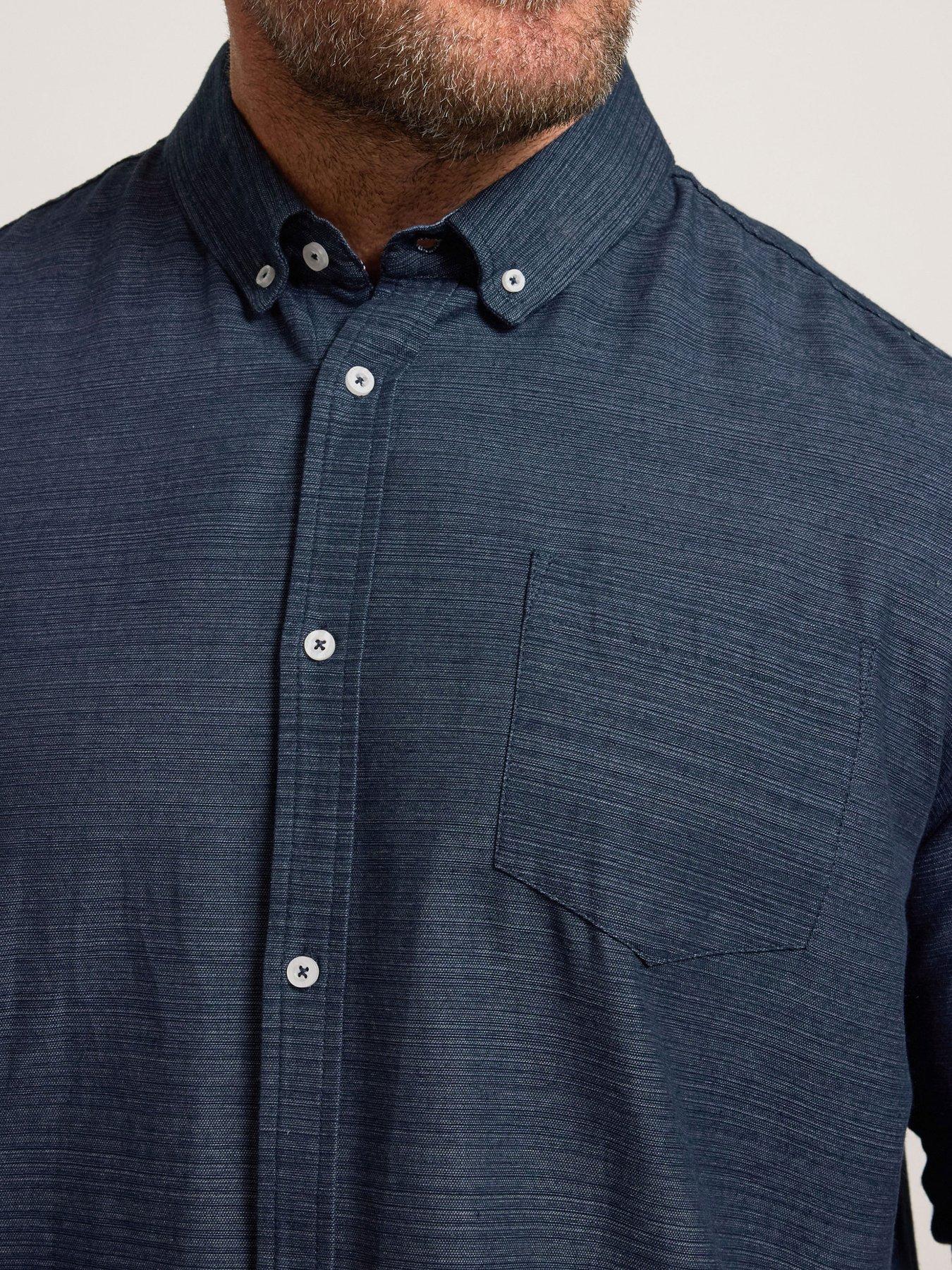 Image 4 of 6 of BadRhino Long Sleeve Slub Shirt - Blue