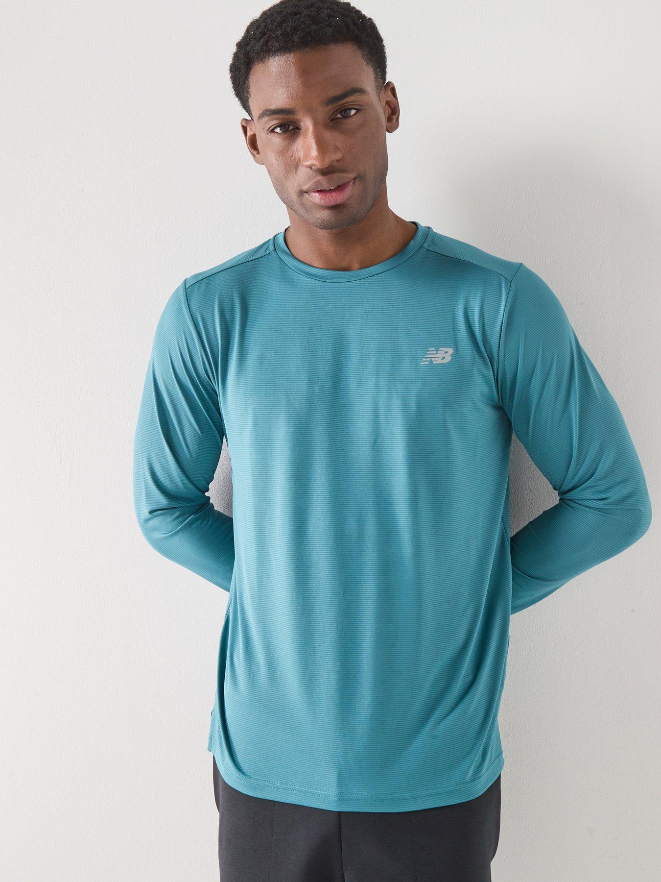 New Balance Mens Running Sport Essentials Long Sleeve Top, Green, Size Xl, Men