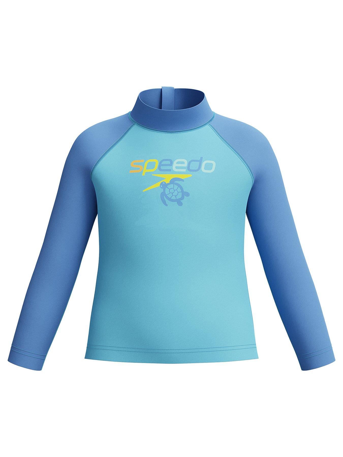 Speedo: Boys Long Sleeve Print Rash Guard - Blue