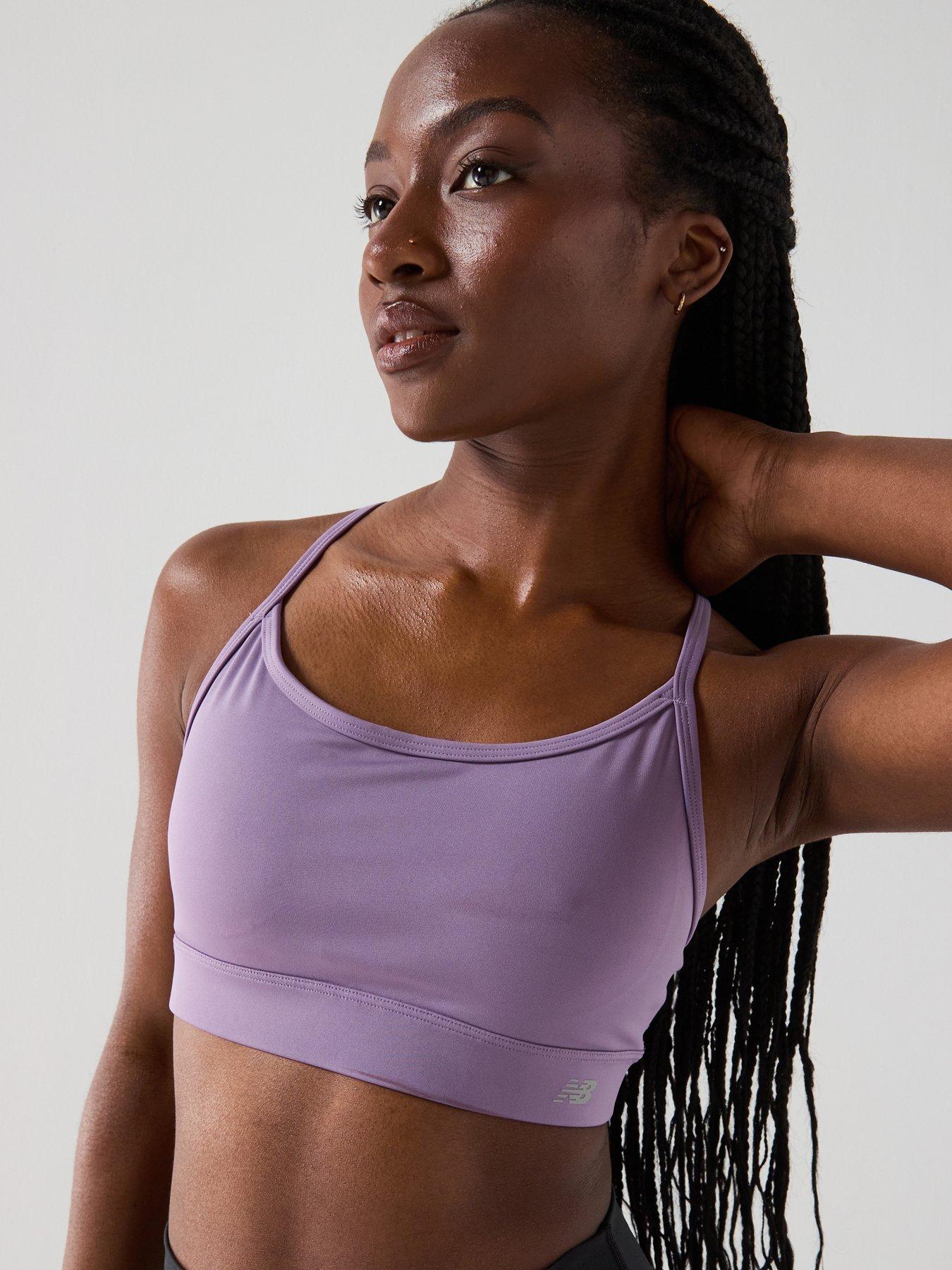 New Balance Womens Yoga Essential Bra, Purple, Size M, Women