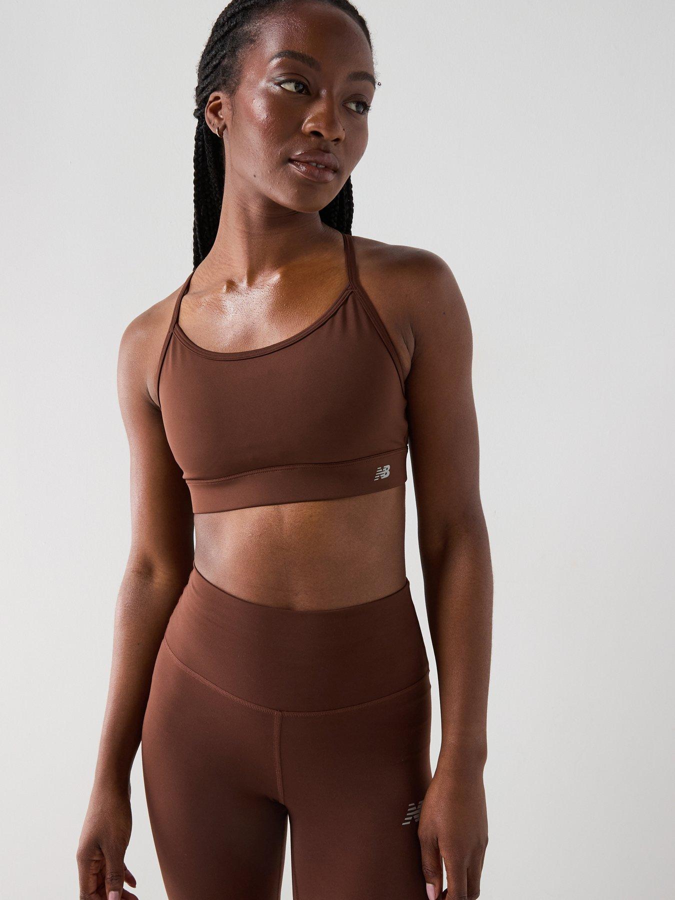 New Balance Womens Yoga Essential Bra, Brown, Size Xs, Women