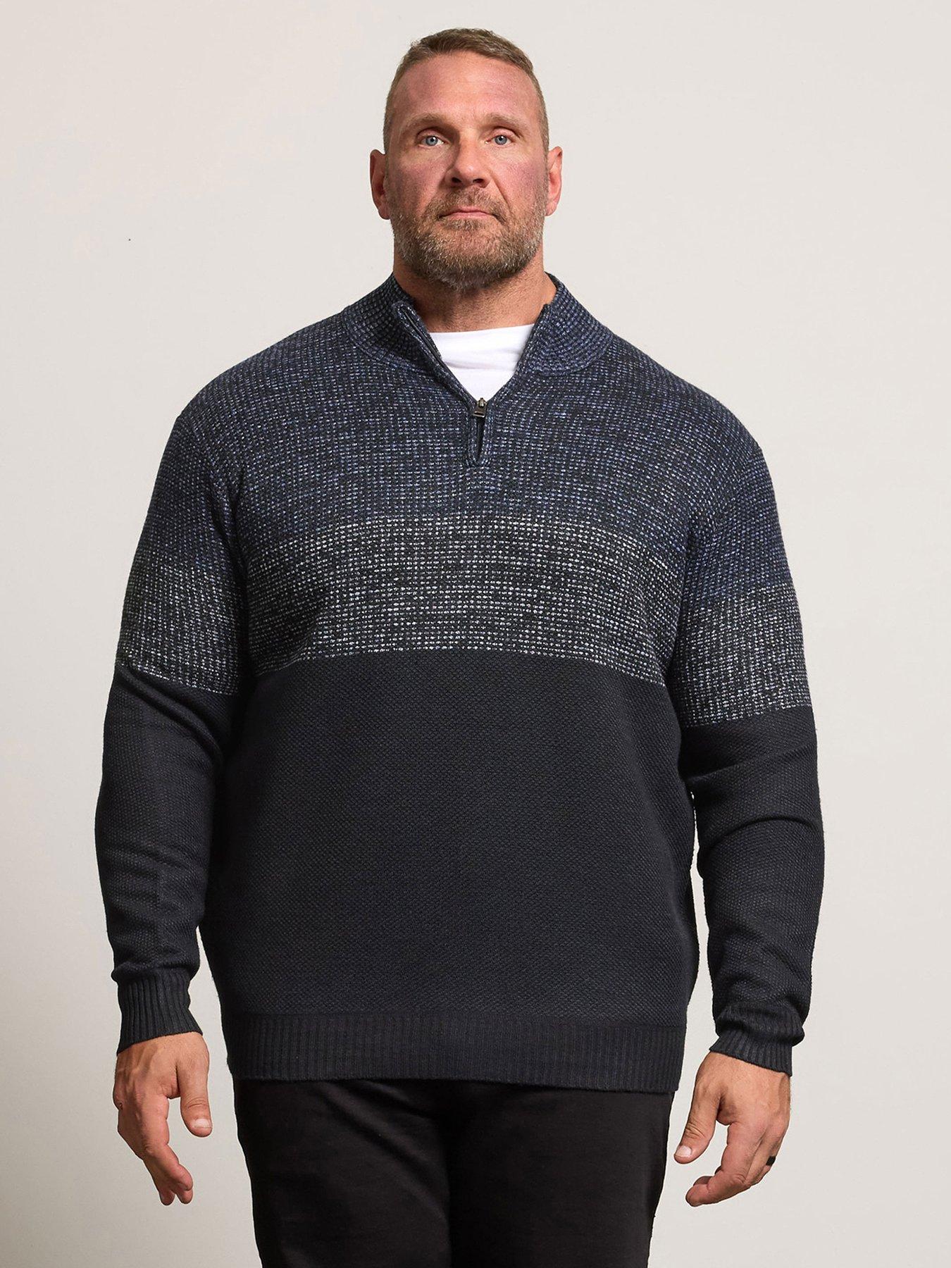BadRhino Colour Block Fleece Quarter Zip Sweat - Blue