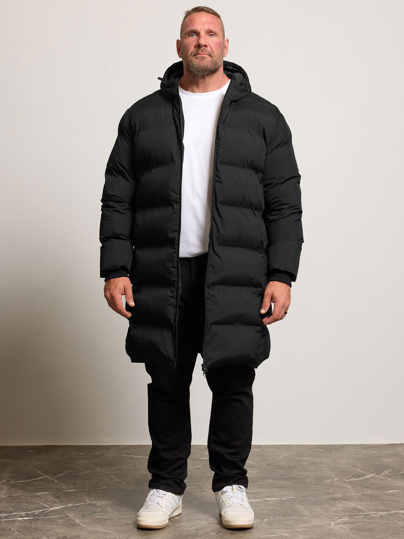 BadRhino Longline Puffer Jacket - Black, Black, Size 7-8Xl, Men