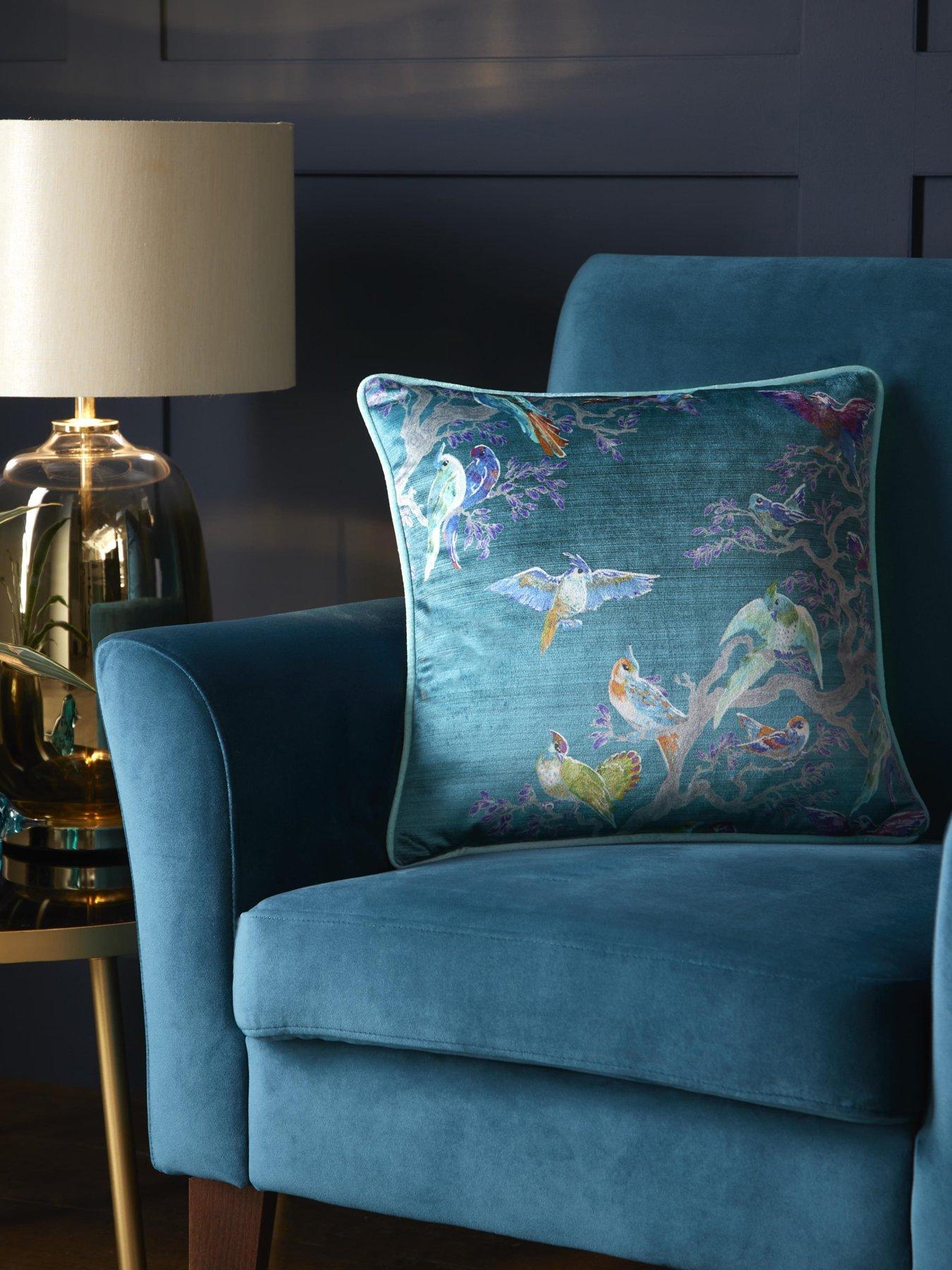 Image 1 of 3 of Laurence Llewelyn-Bowen Birdity Absurdity Filled Cushion- Blue