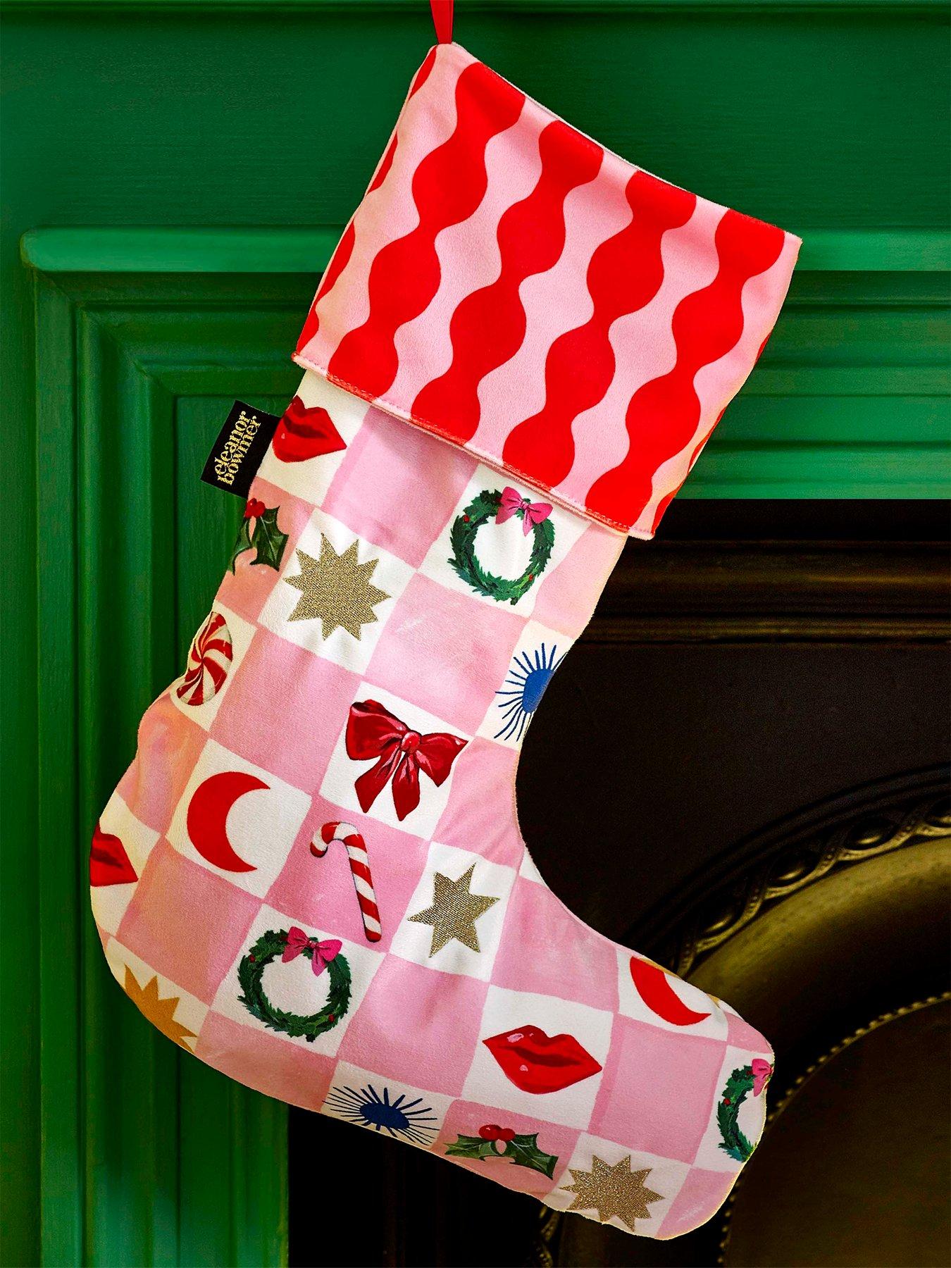 Eleanor Bowmer Christmas Icons Velvet Christmas Stocking with Embroidery