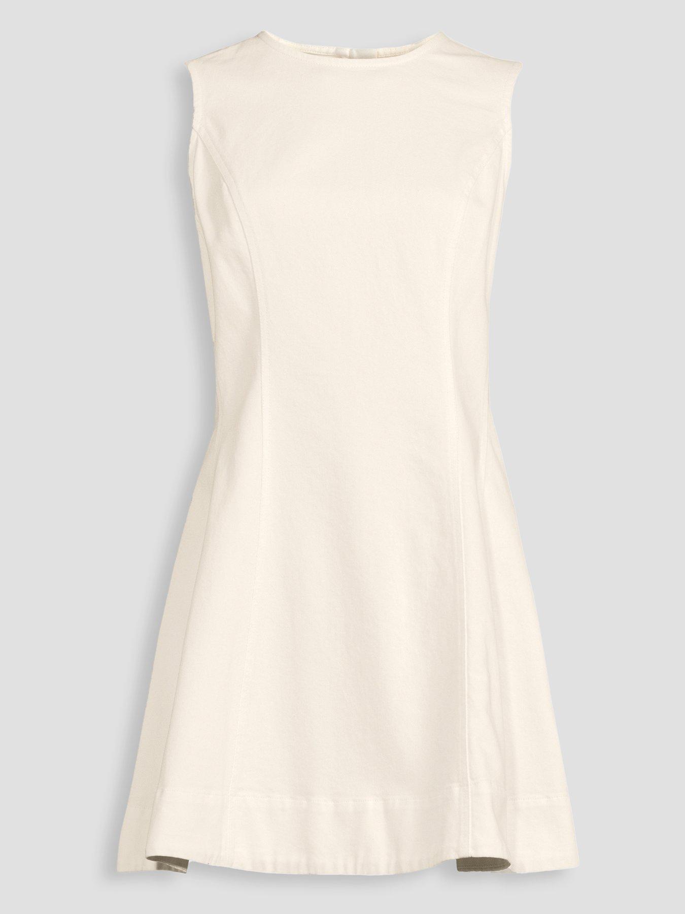 Image 7 of 7 of The Very Collection Denim Skater Dress - Ecru