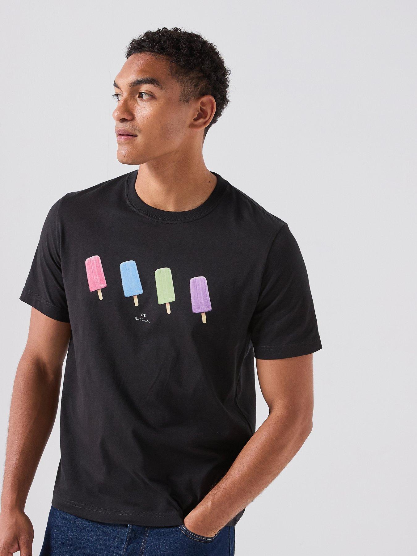 PS PAUL SMITH Regular Graphic Tops, Black, Size 2Xl, Men