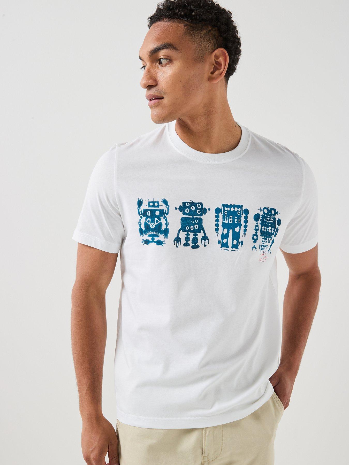 PS PAUL SMITH Ps Paul Smith Regular Fit Robots Graphic T-shirt - White